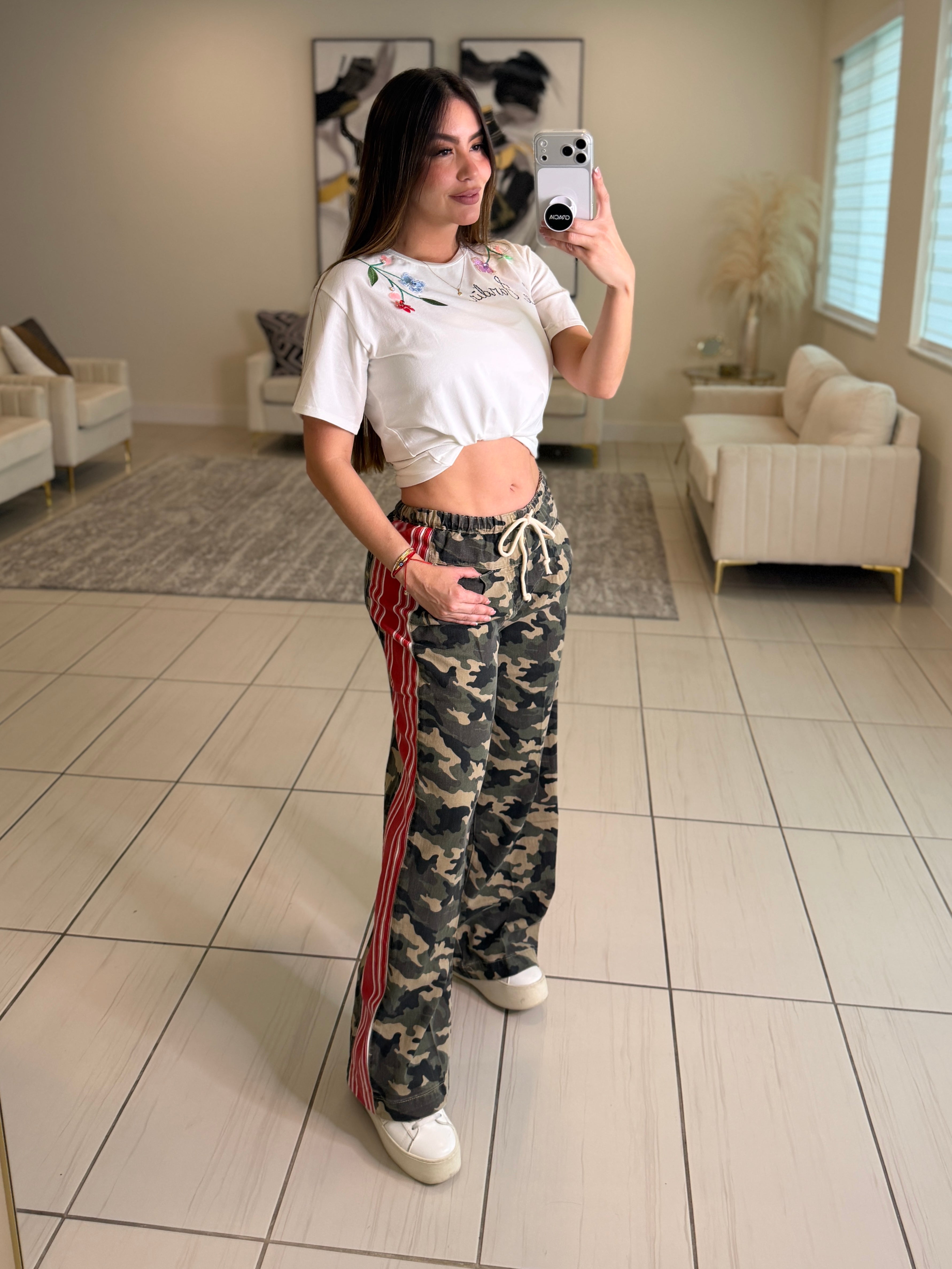 Structured Military Red Stripes Pants
