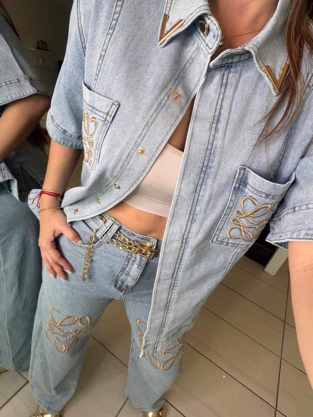 Iconic Light Denim Pant Set