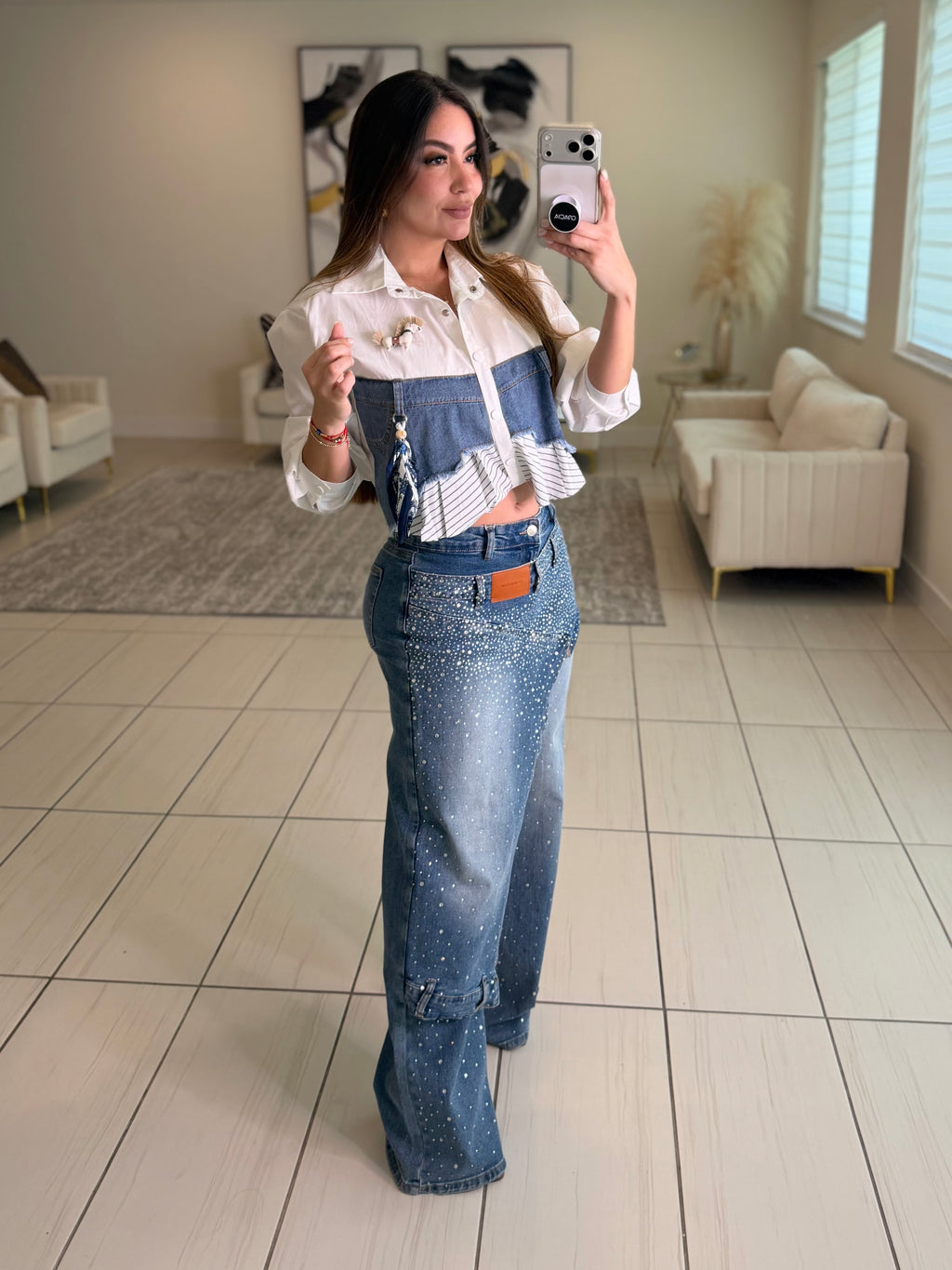 Crystal Asym Denim Pants