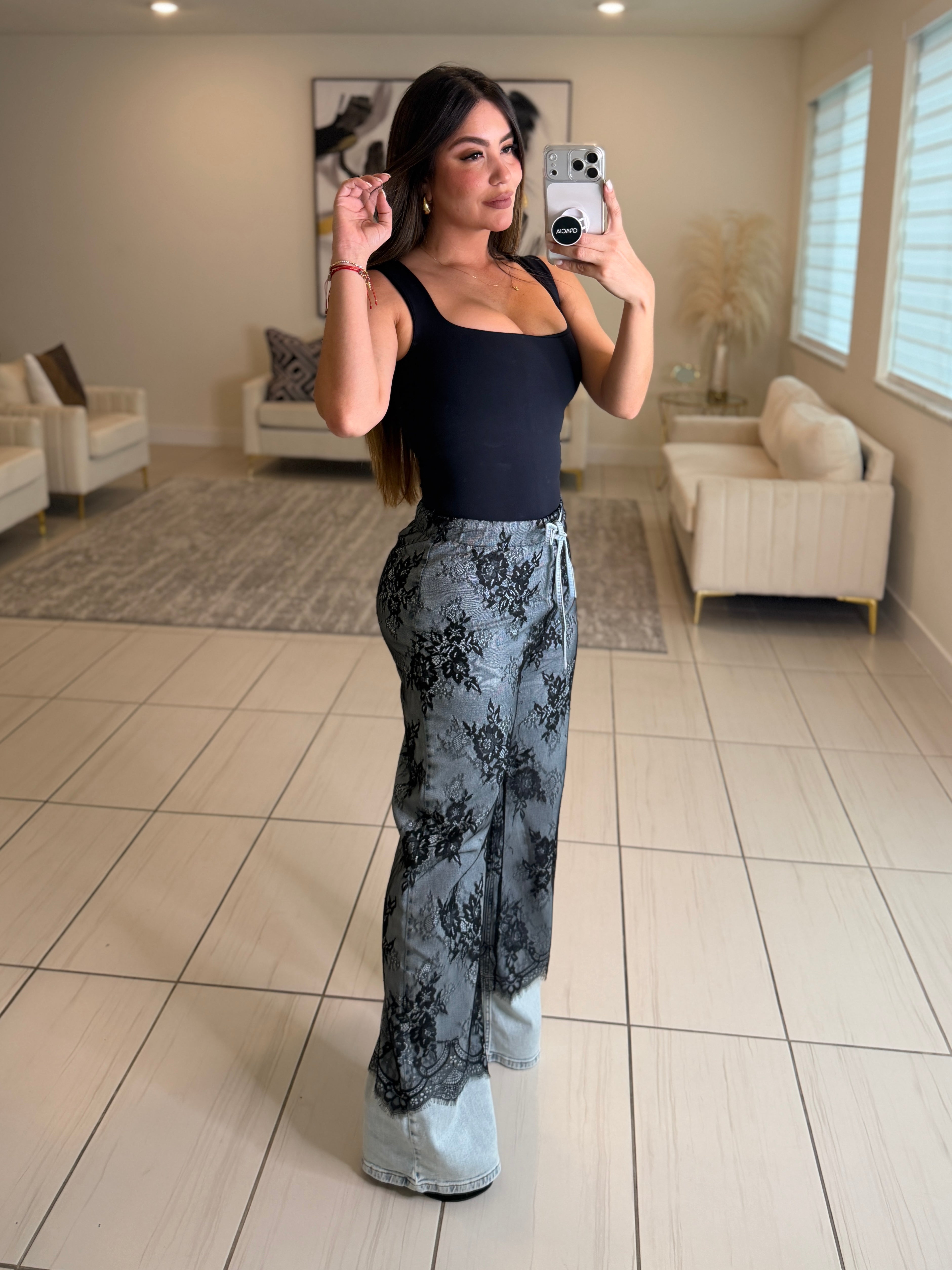 Dangerous Muse Lace Denim Pants