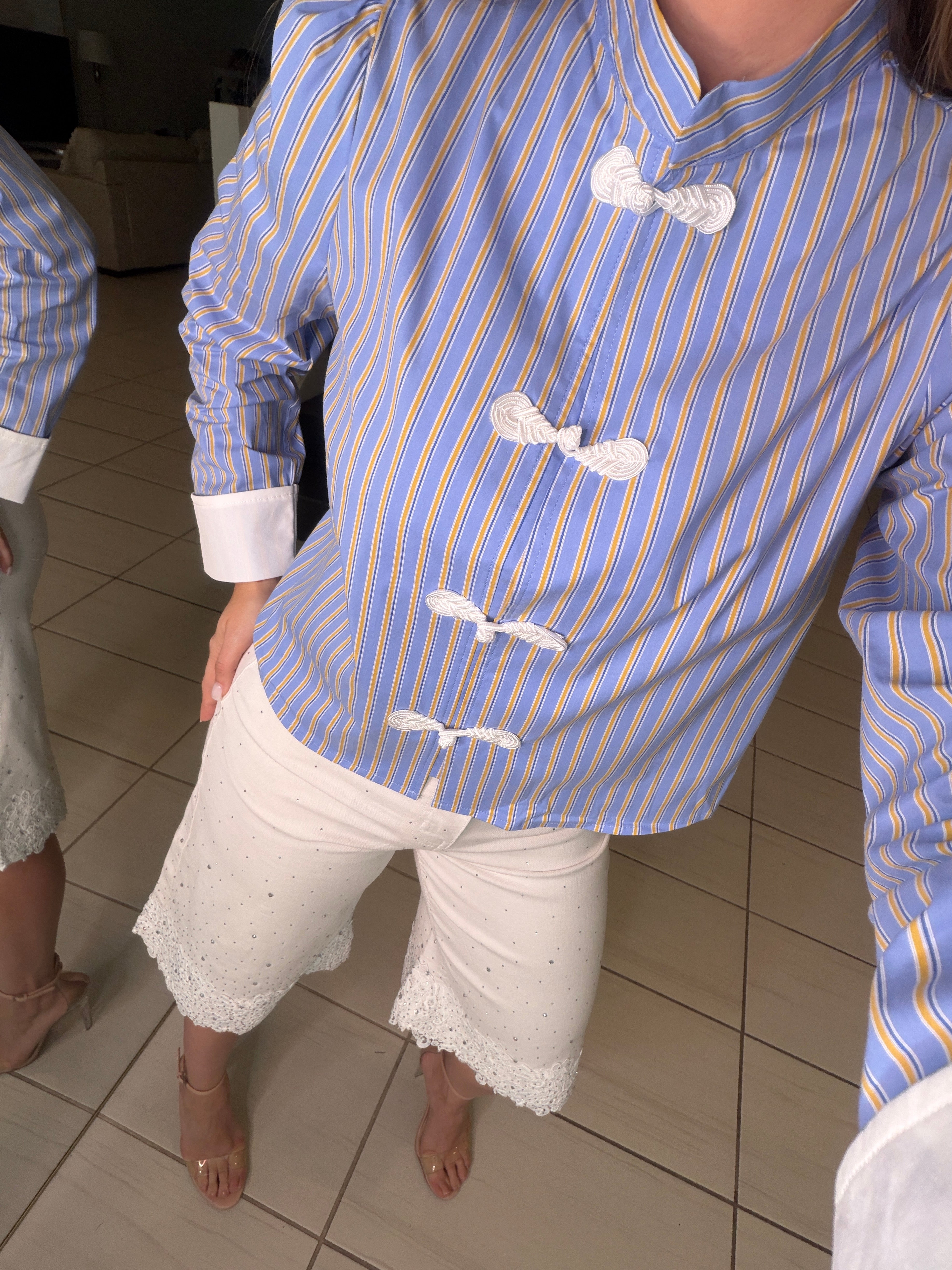 Oriental Striped Blue Shirt