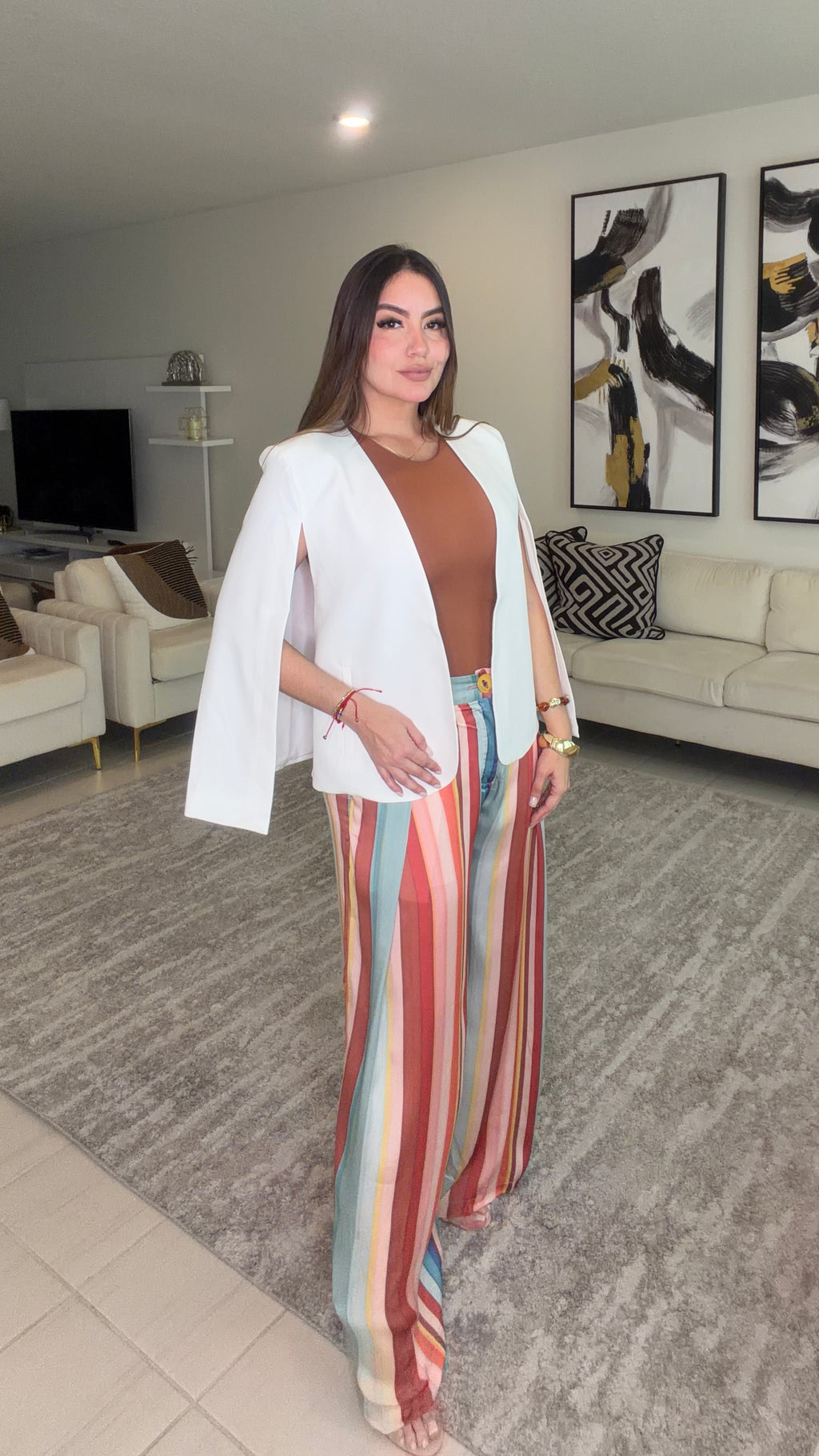 Cascading Cape White Blazer