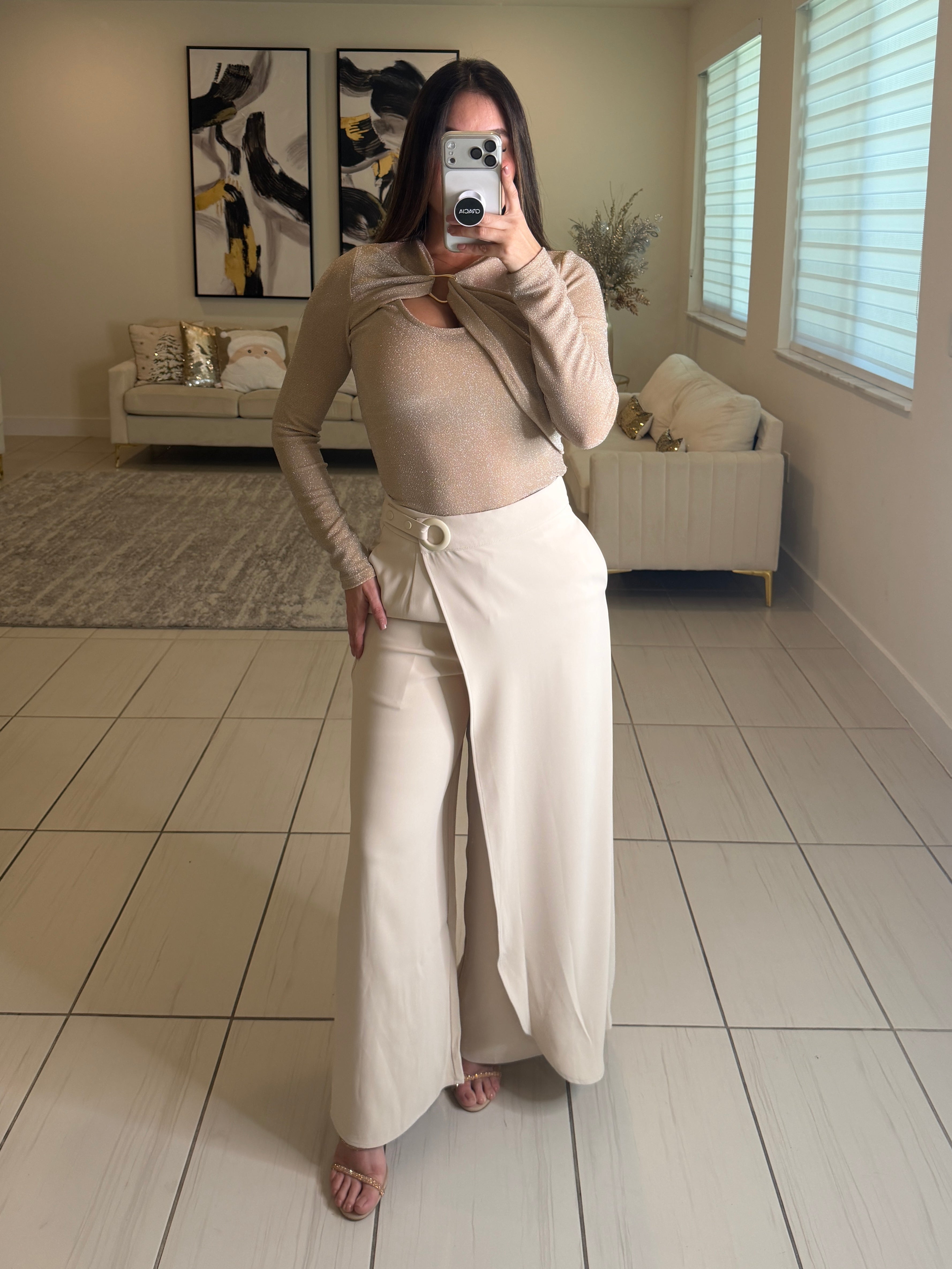 Asymmetrical Ambrosia Beige Pants