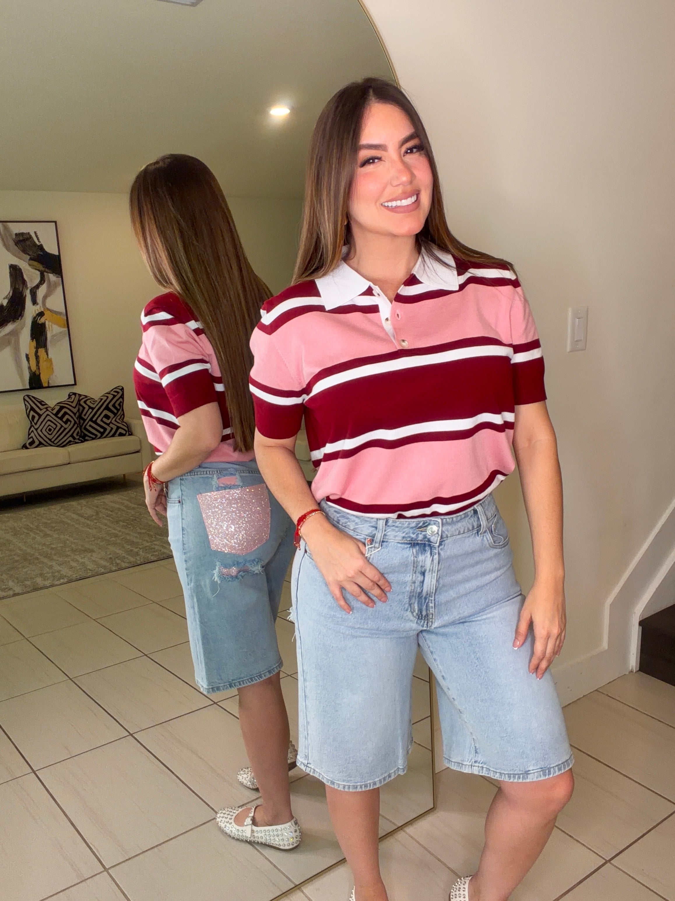 Pink Crystal Denim Shorts