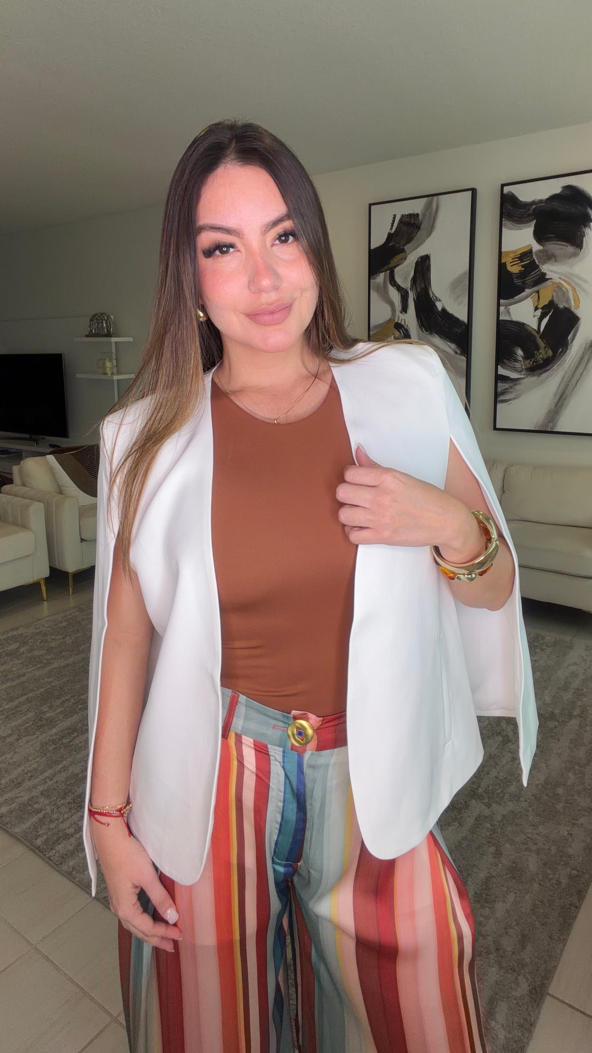 Cascading Cape White Blazer
