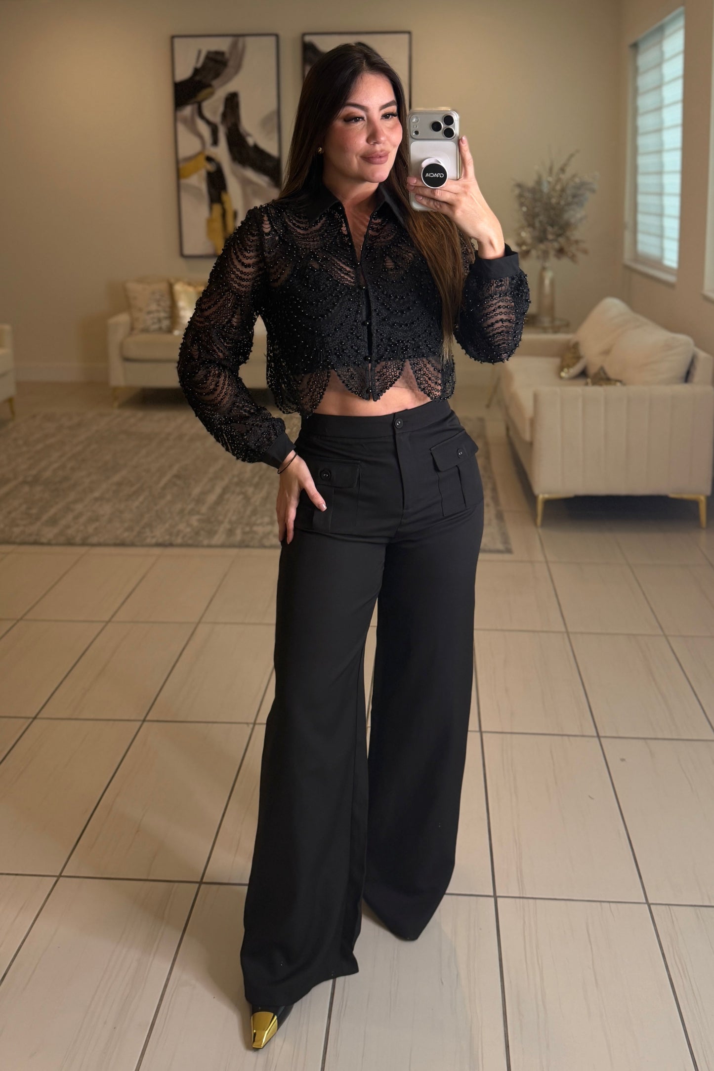 Sugar Vanilla Pearls Black Top