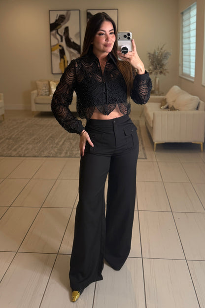 Sugar Vanilla Pearls Black Top