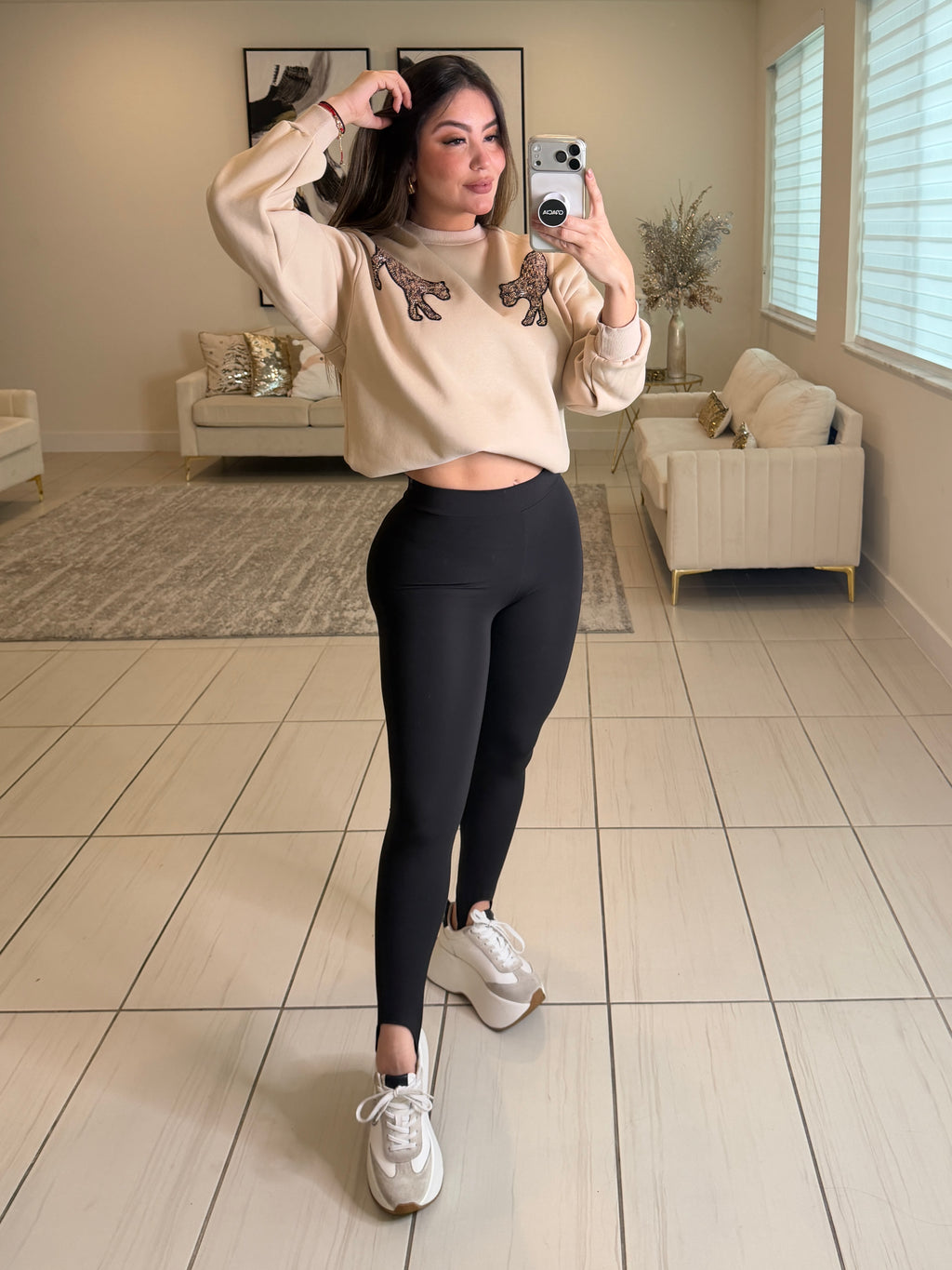 Roar Tiger Fashion Beige Sweater