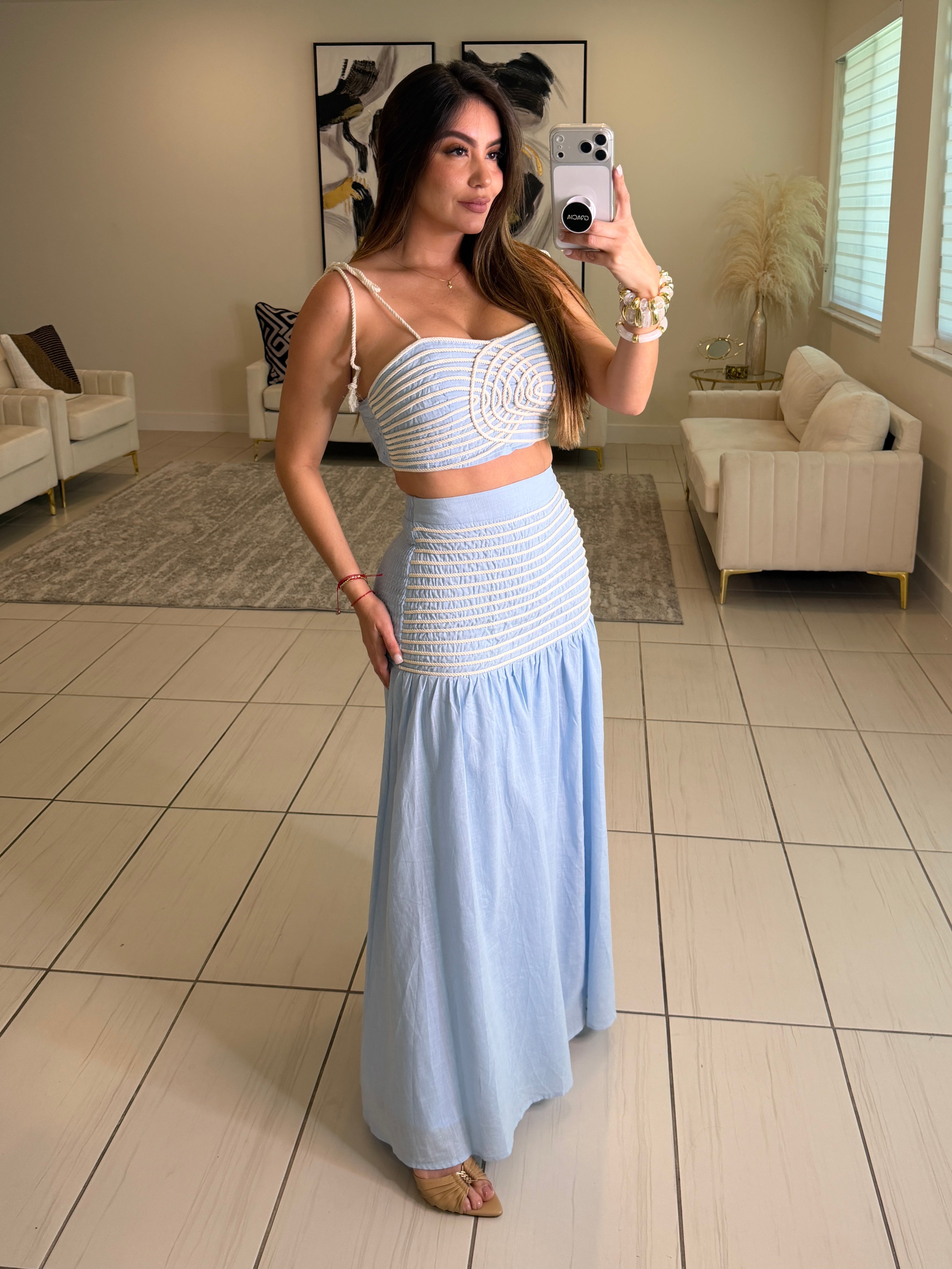 Salt Kiss Blue Skirt Set