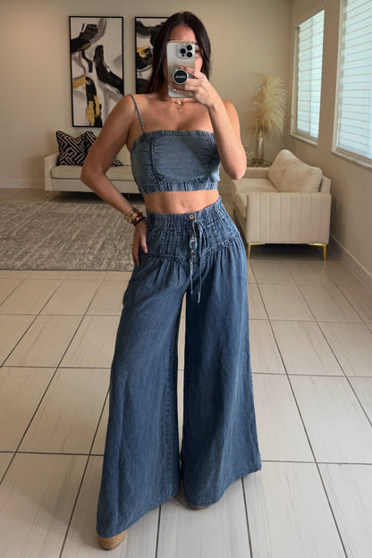 Street Chic Denim Pants Set