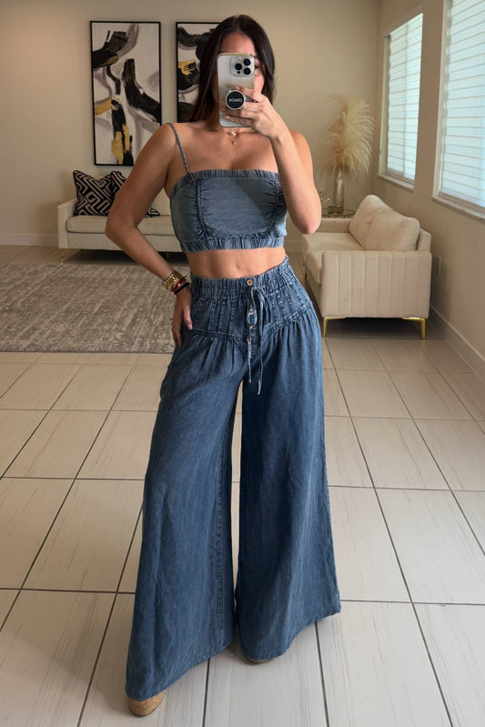 Street Chic Denim Pants Set