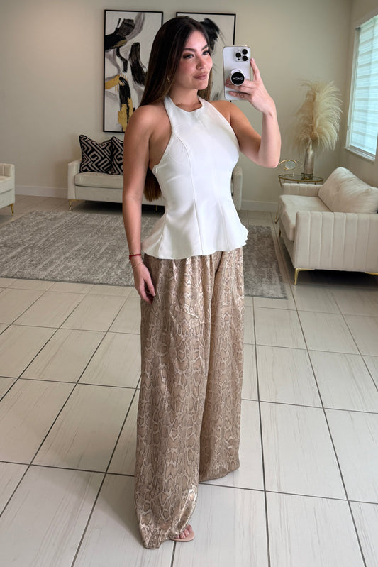 Savage Touch Beige Palazzo Pants