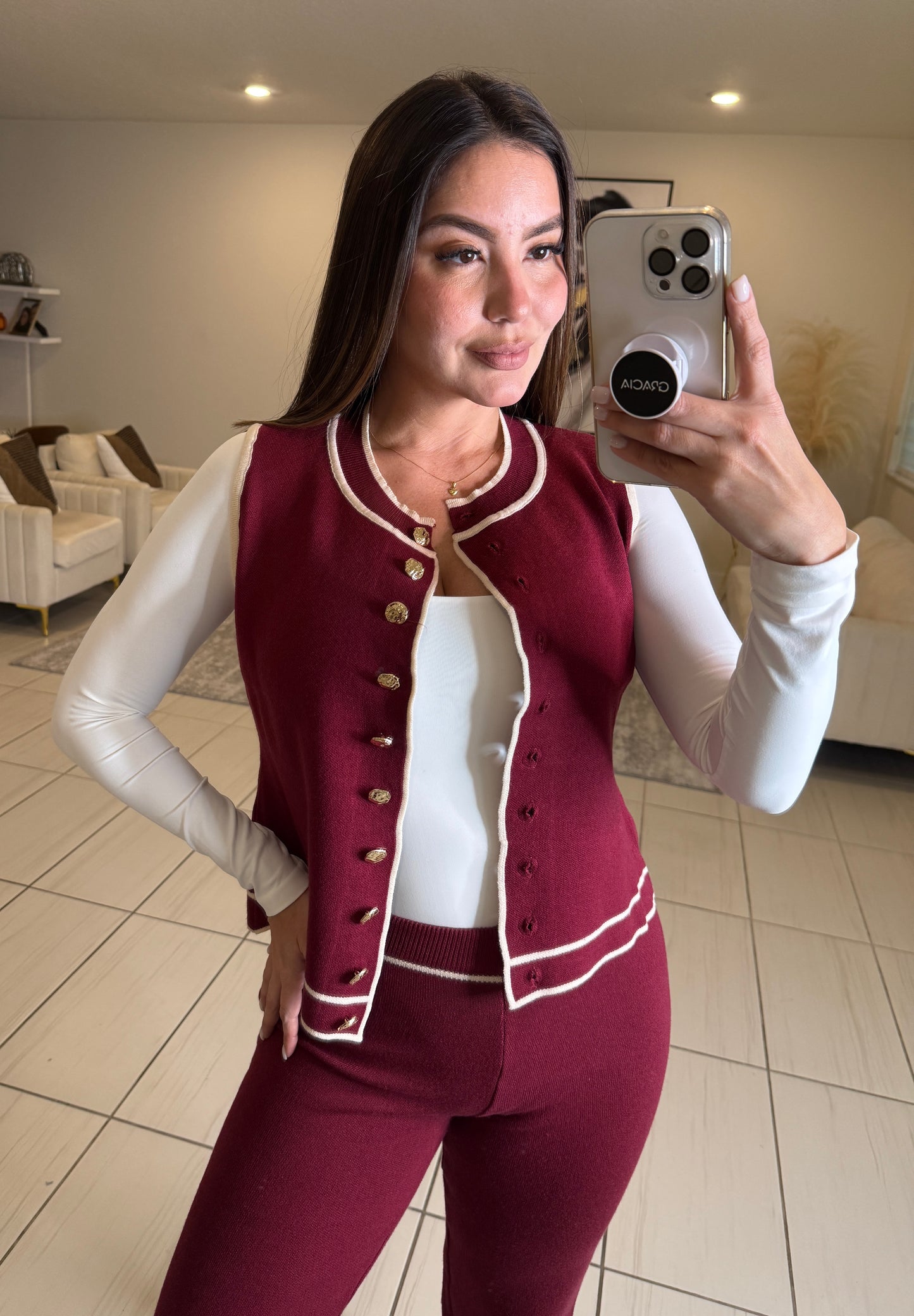 Divine Knit Red Wine Pant Set