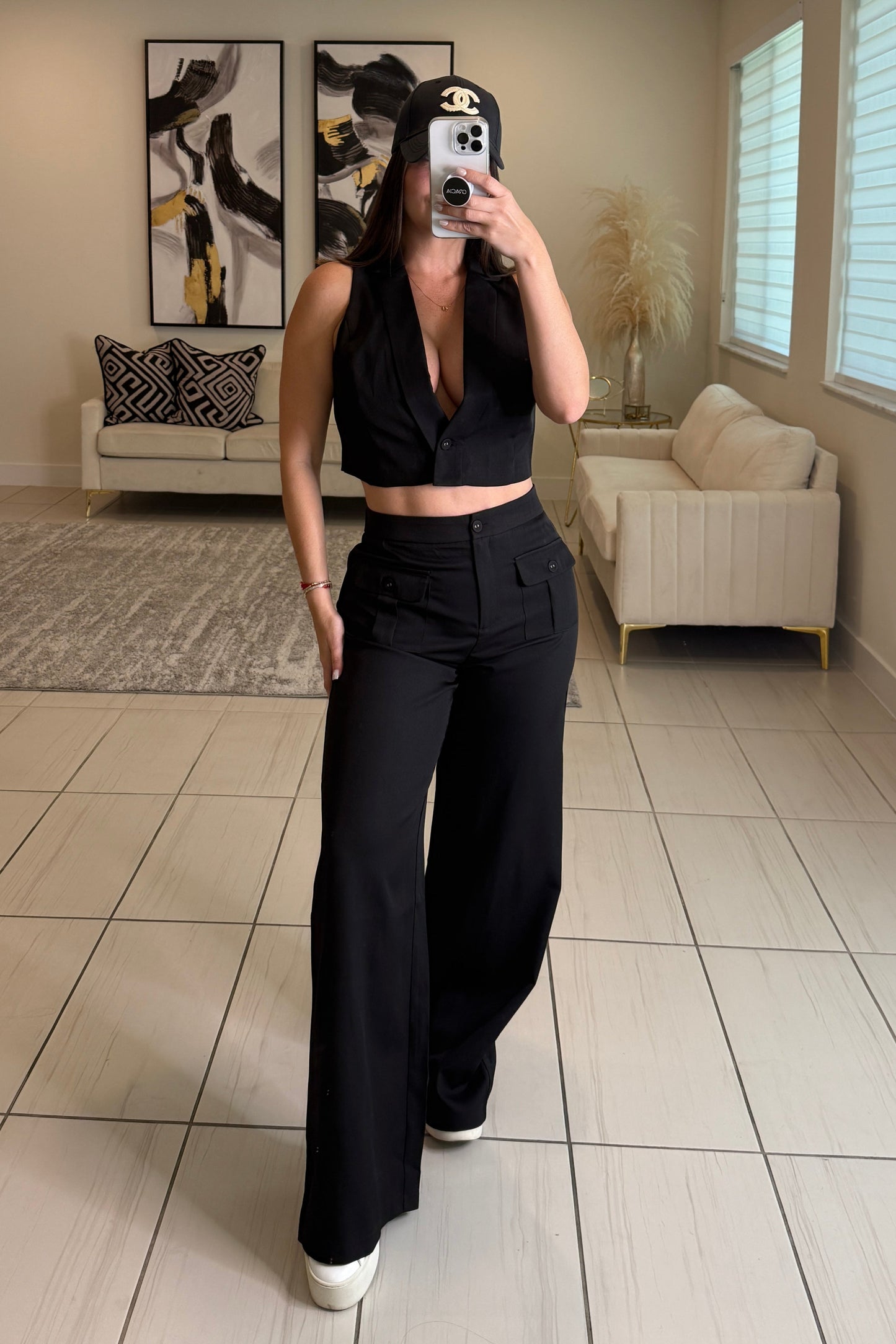Sharp Agenda Black Pant Set