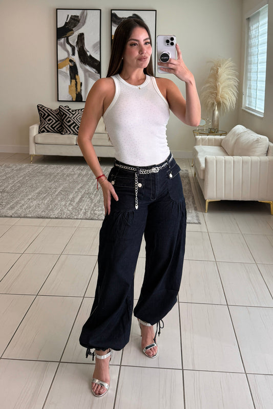 Lotus Balloon Style Denim Pants