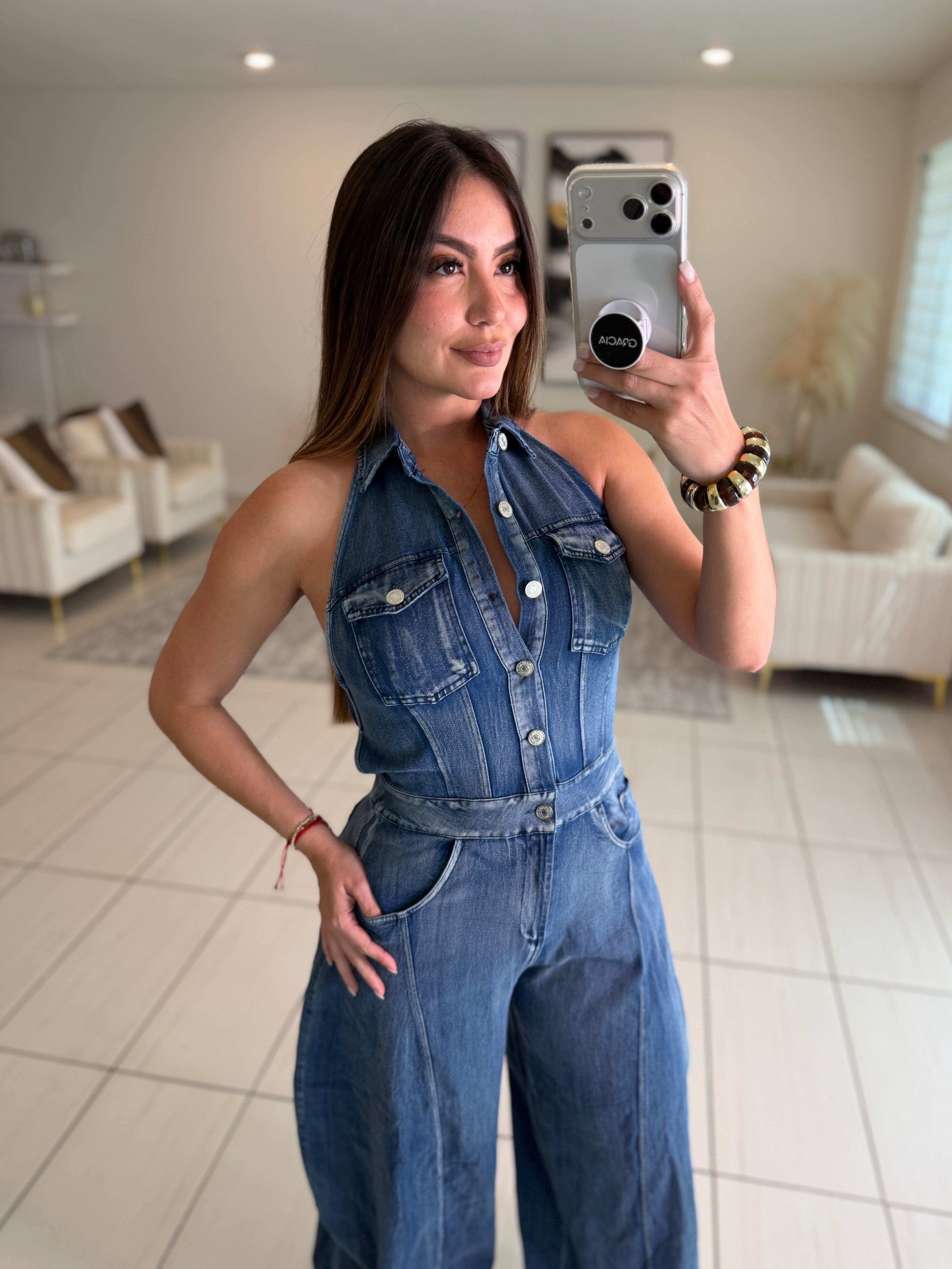 Divine Desire Blue Denim Jumpsuit