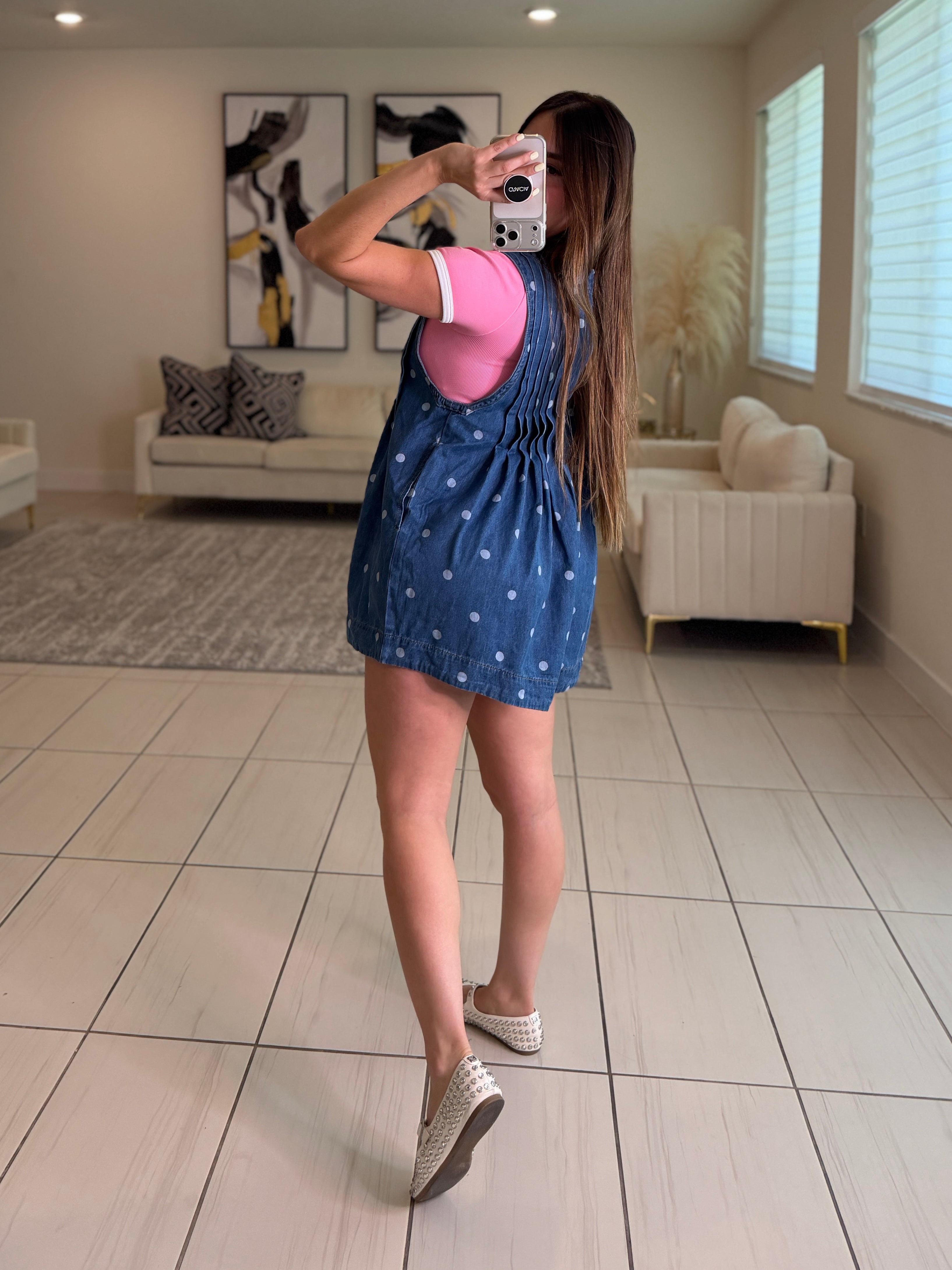 Primrose Dots Denim Romper
