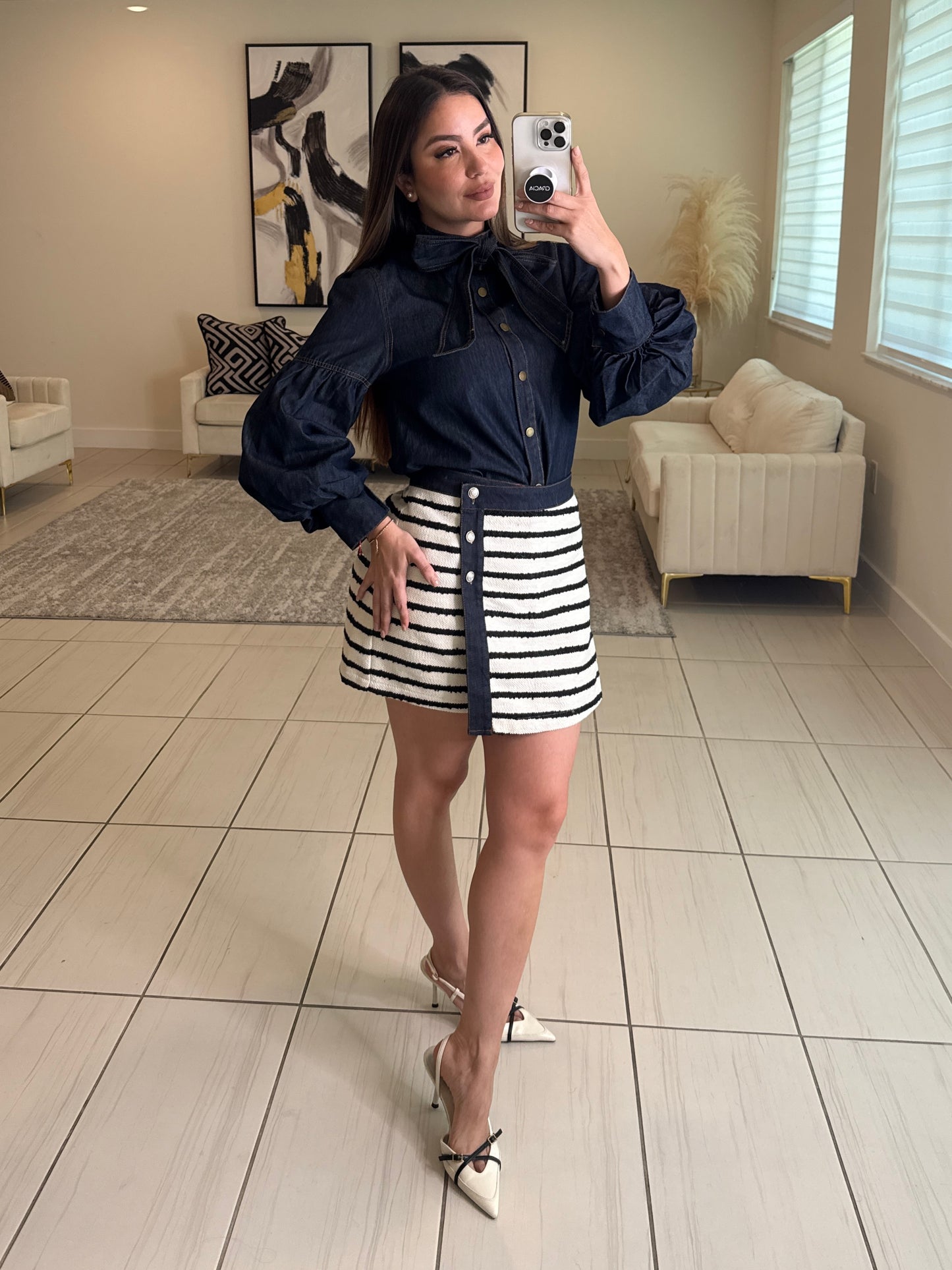 City Chic Tweed White Skort