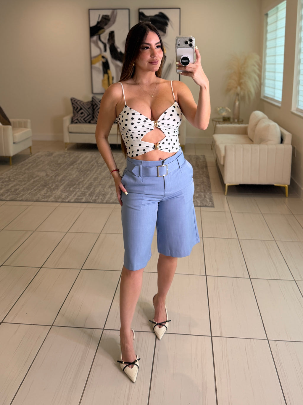 Refined Motion Blue Shorts Set