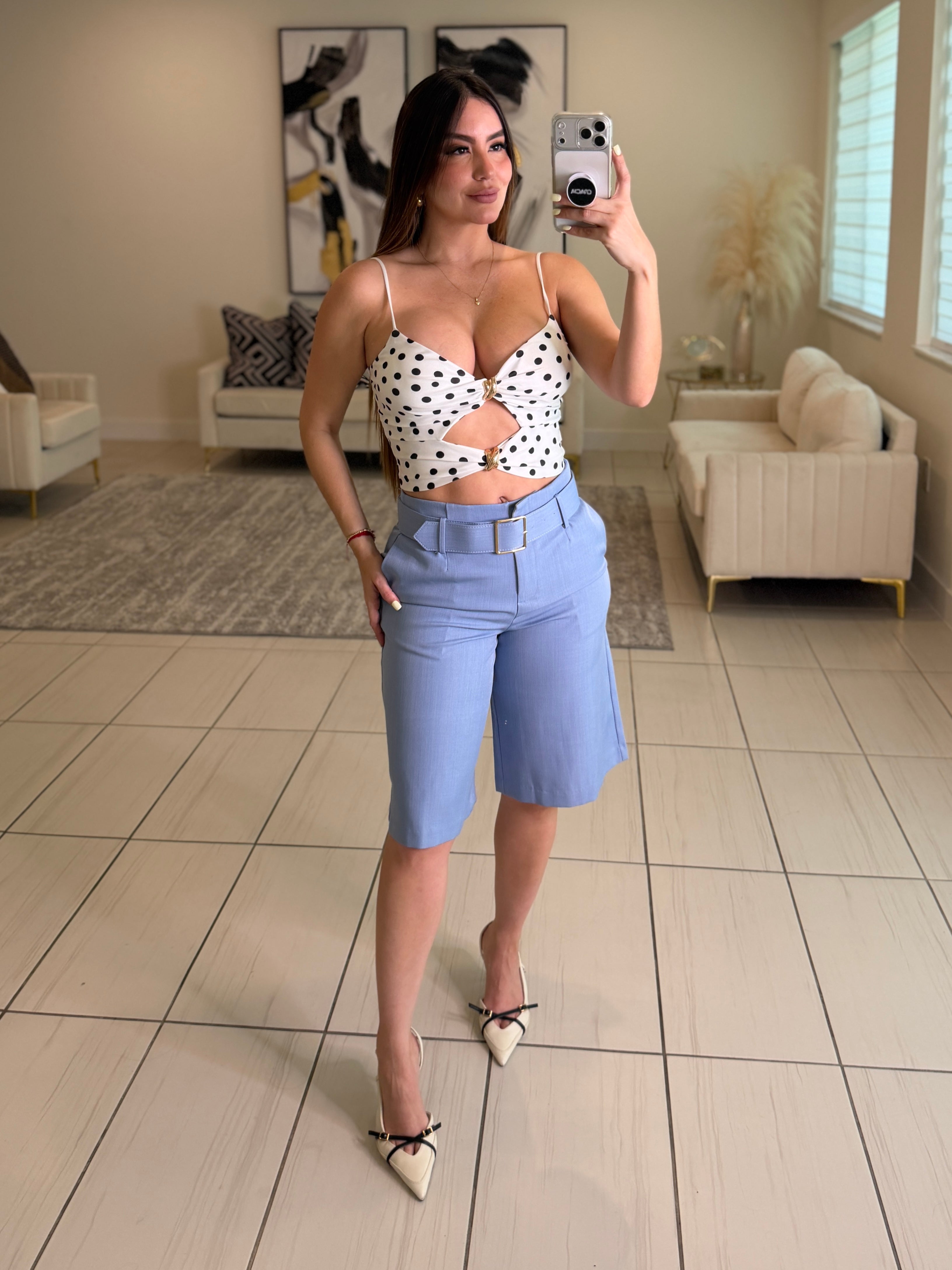 Refined Motion Blue Shorts Set