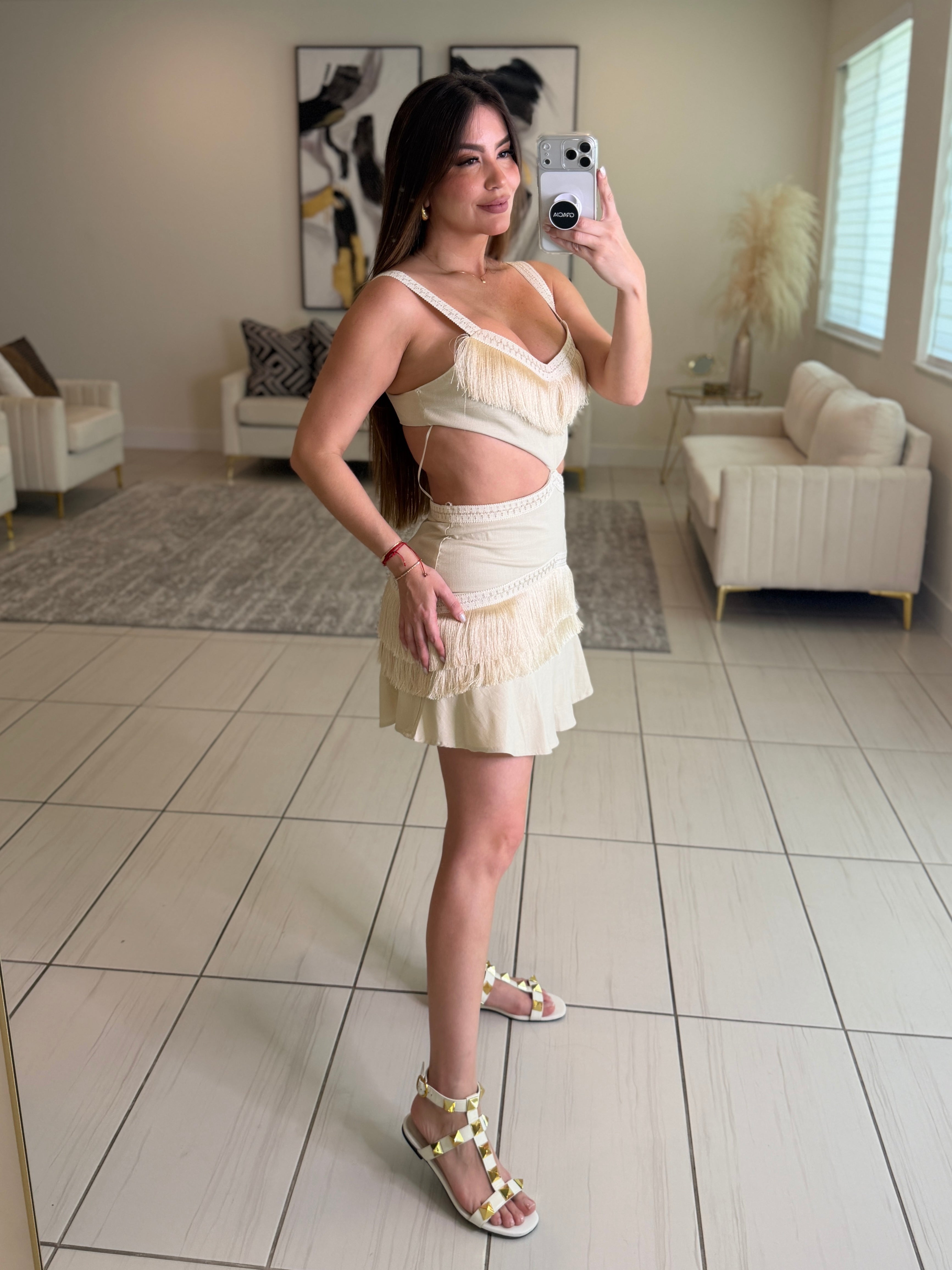 Solar Seduction Beige Dress