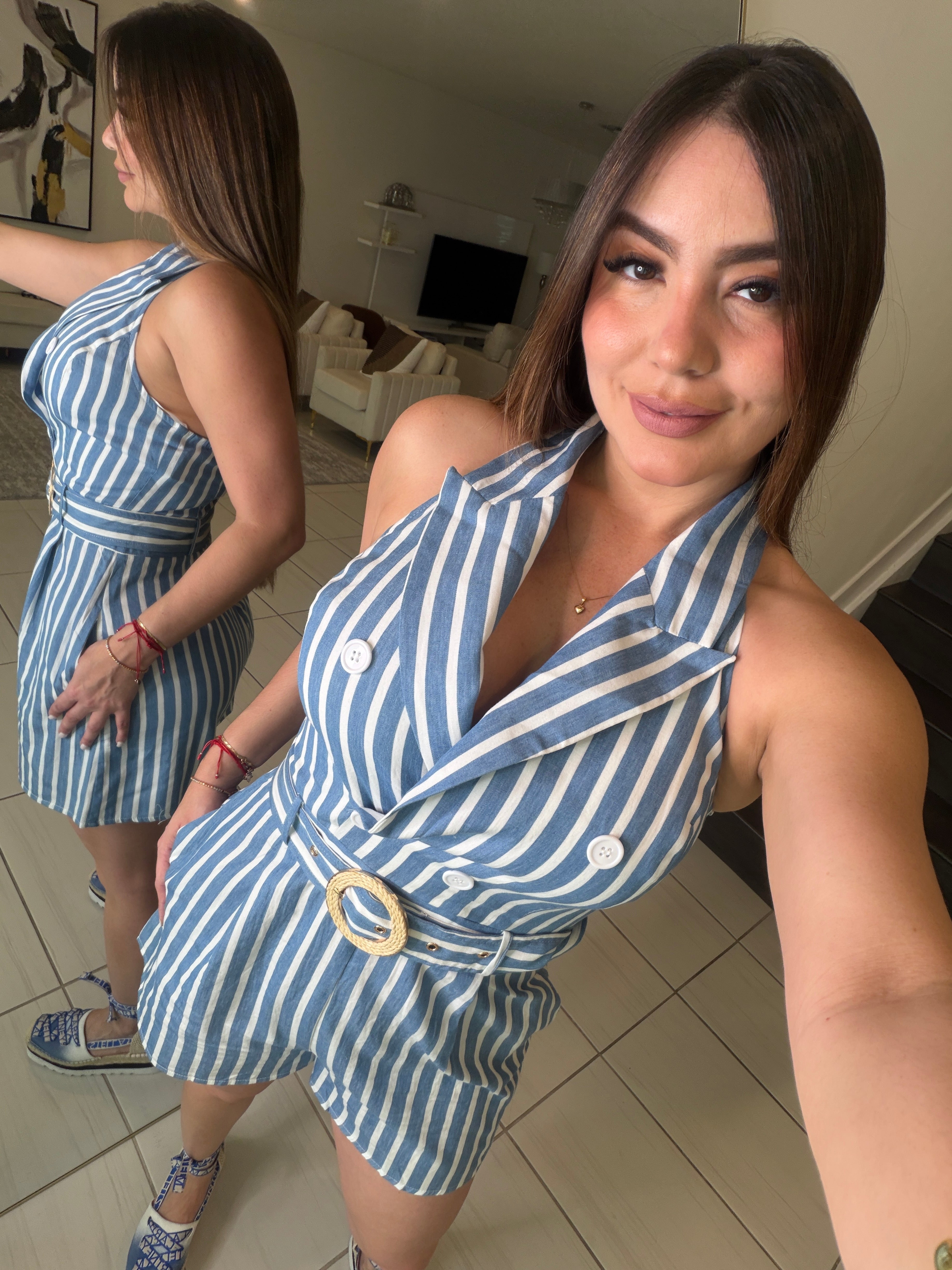Oceana Stripes Blue Romper