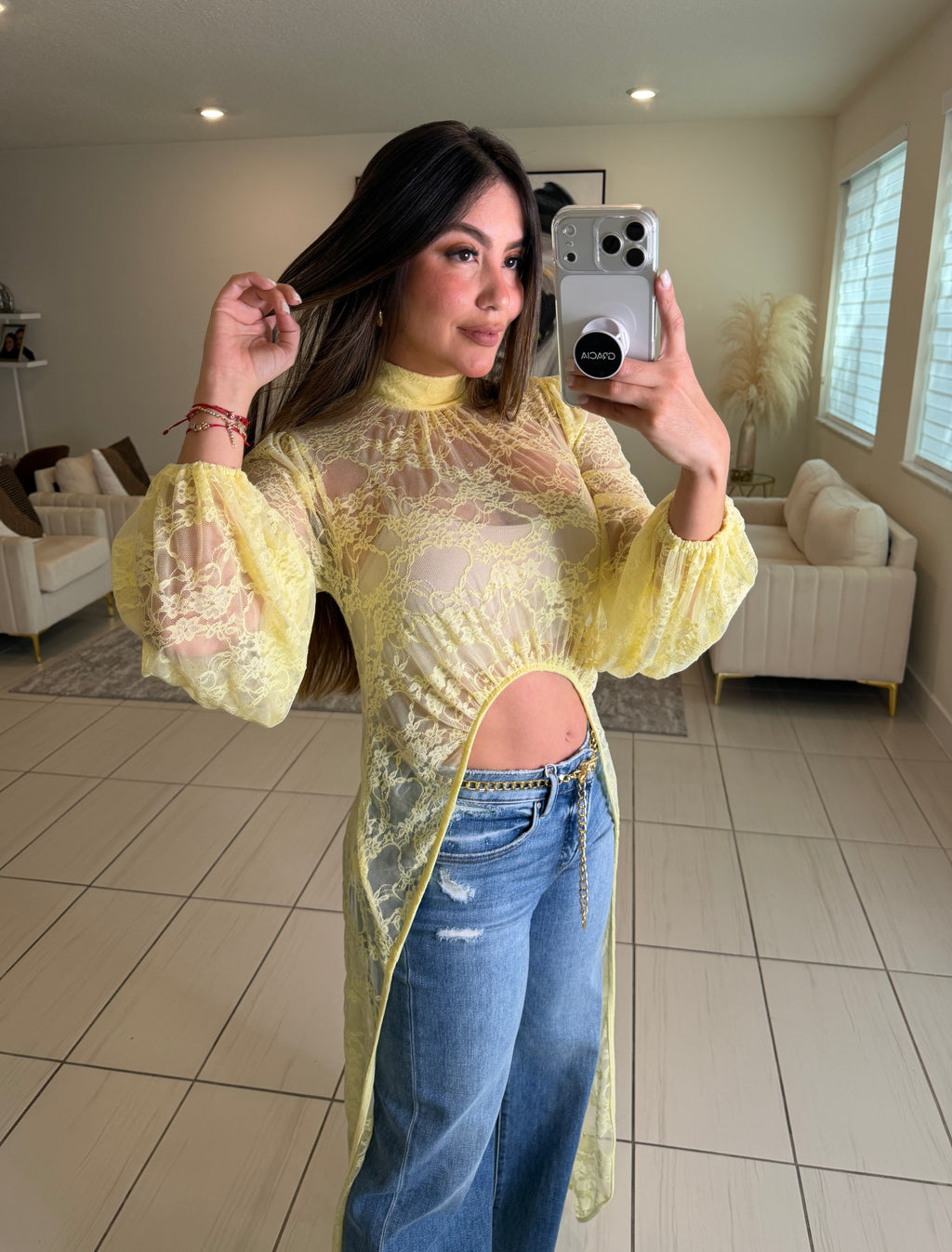 Eternal Muse Lace Yellow Maxi Top
