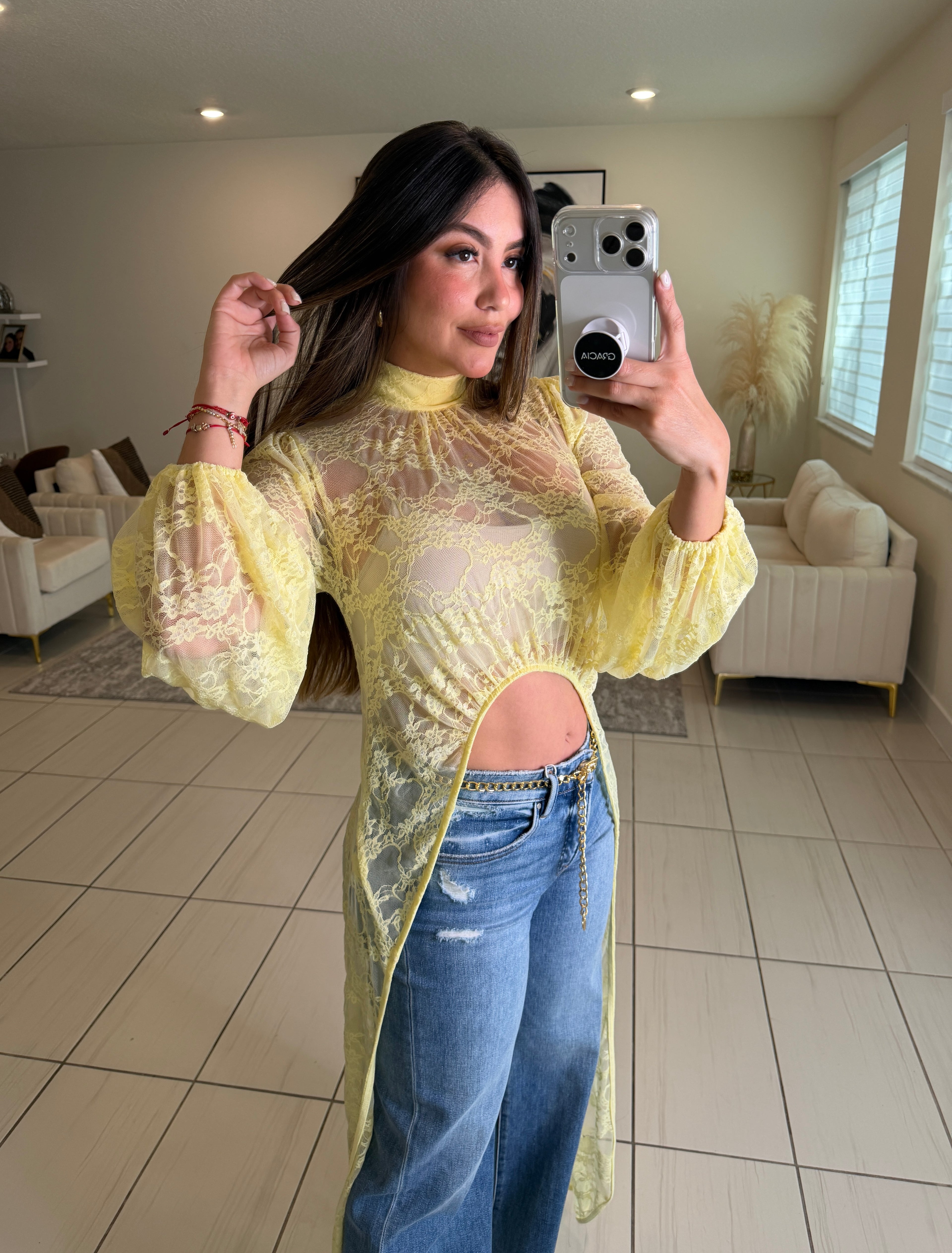 Eternal Muse Lace Yellow Maxi Top