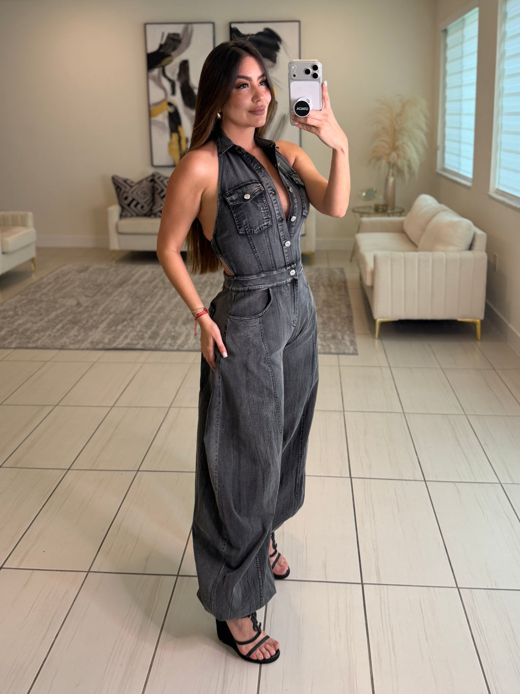 Divine Desire Black Denim Jumpsuit