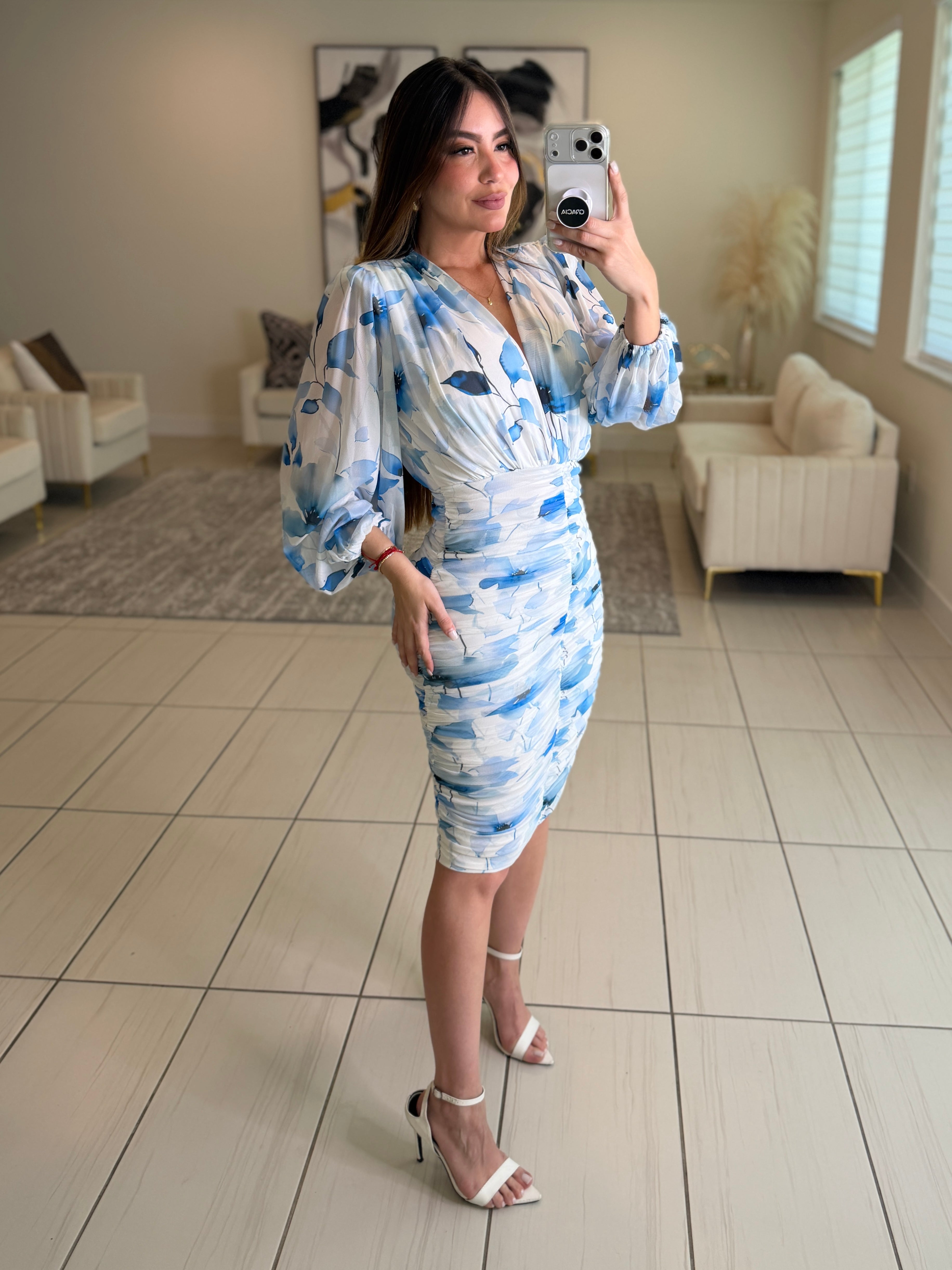 Poetic Floral Blue Dress