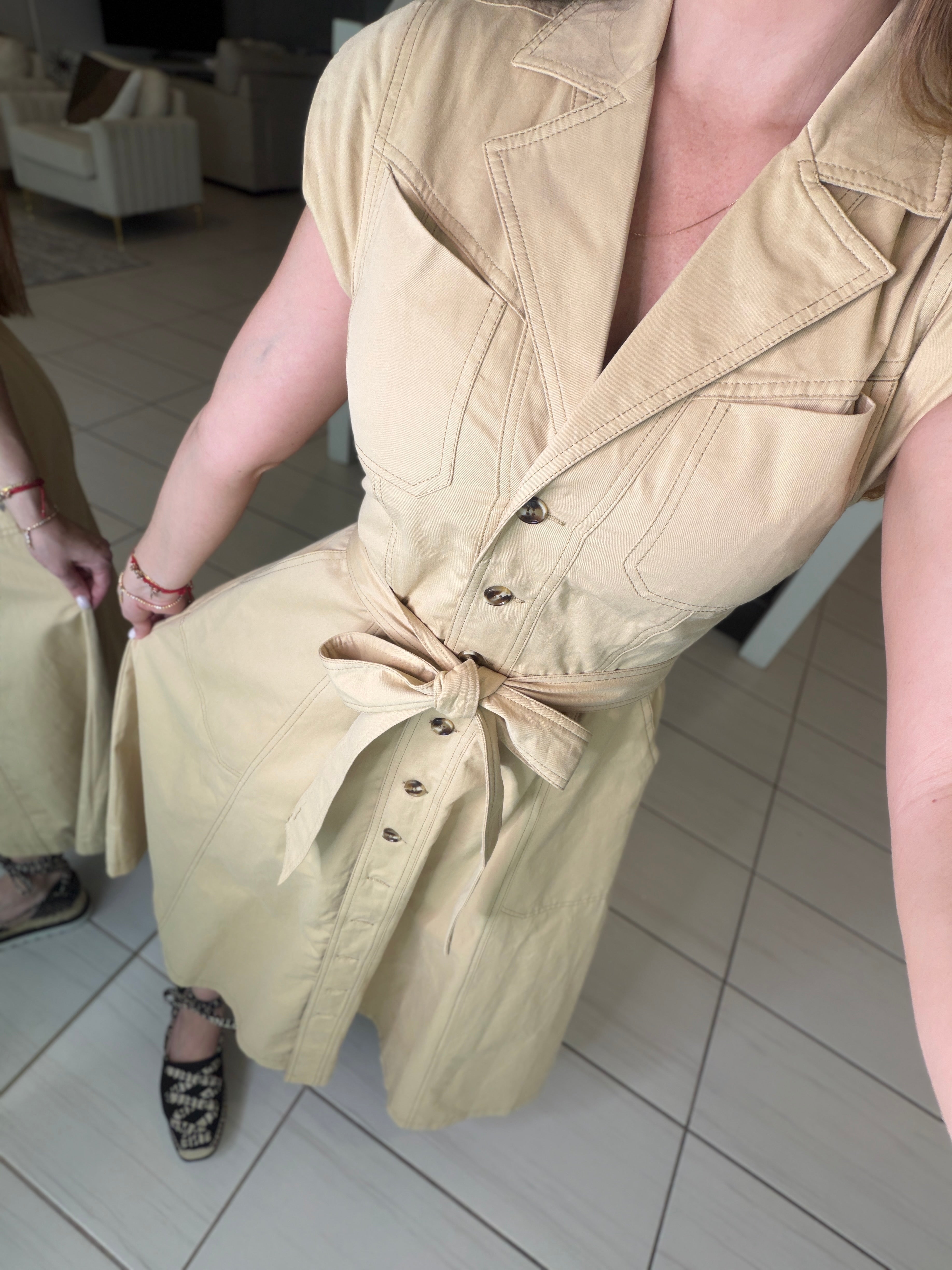 Radiant Khaki Midi Dress