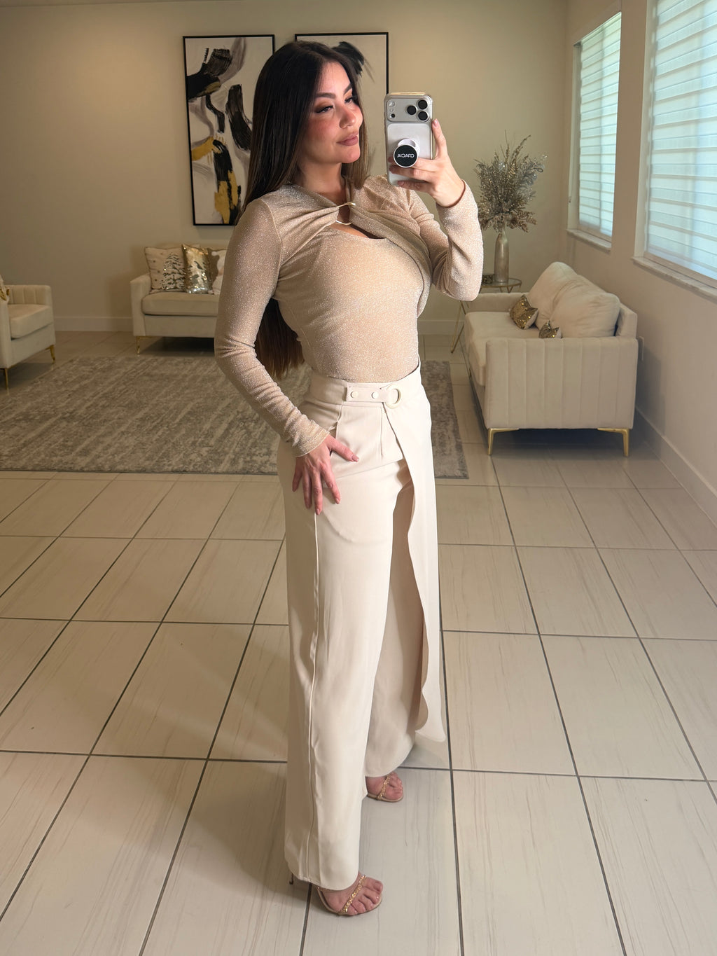Asymmetrical Ambrosia Beige Pants