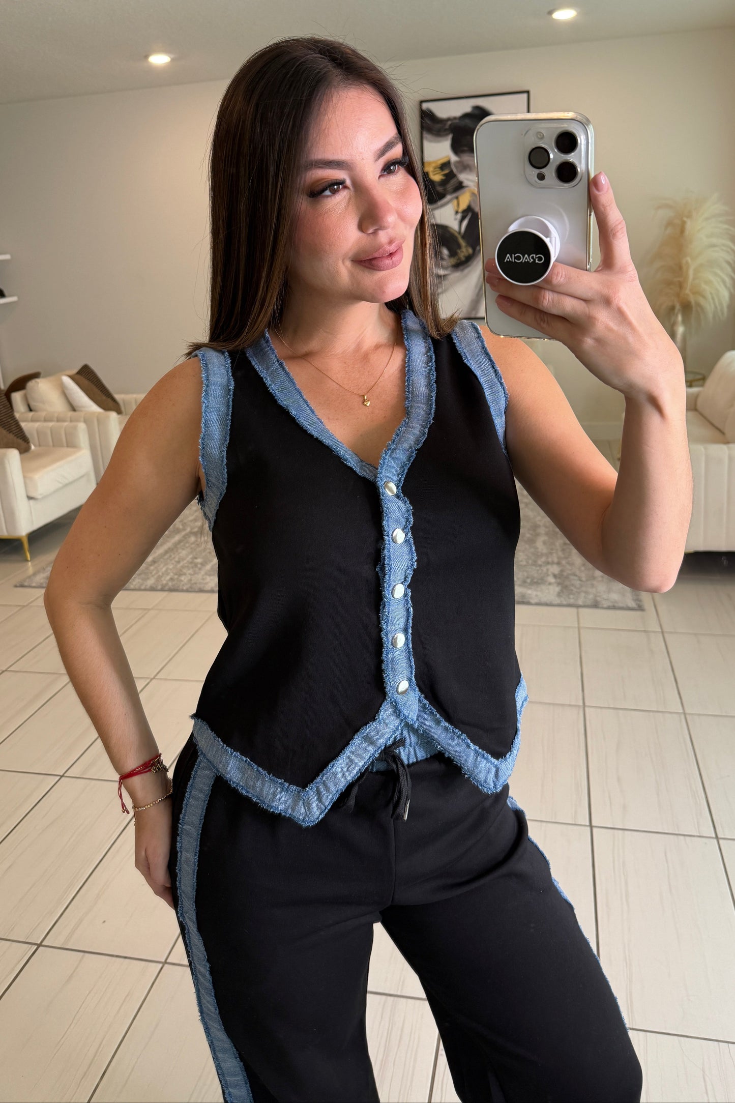 Iconic Black and Denim Contrast Set
