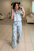 Blossom Sequin Denim Pant Set