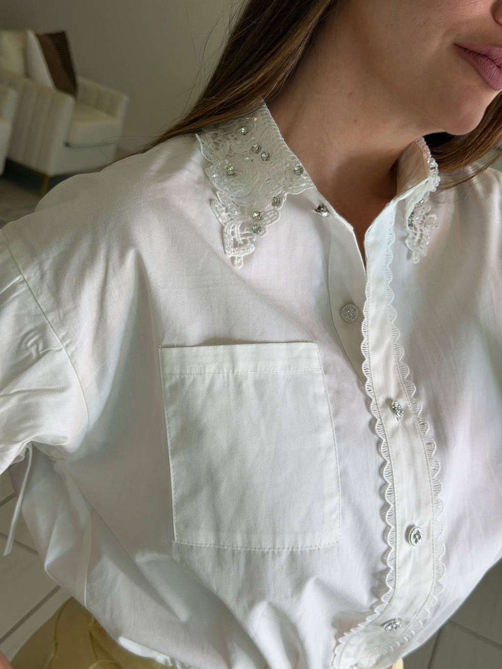 Flowers and Sparkles White Shirt