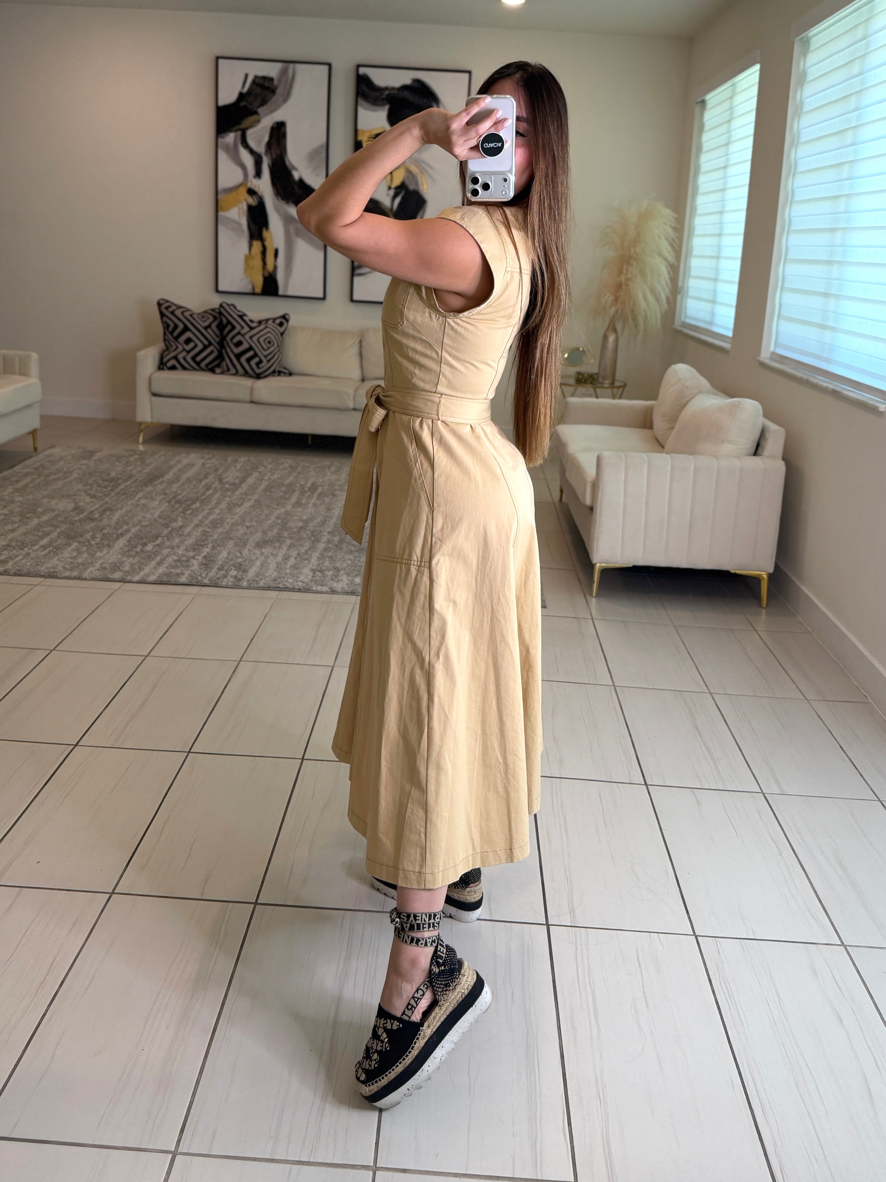 Radiant Khaki Midi Dress
