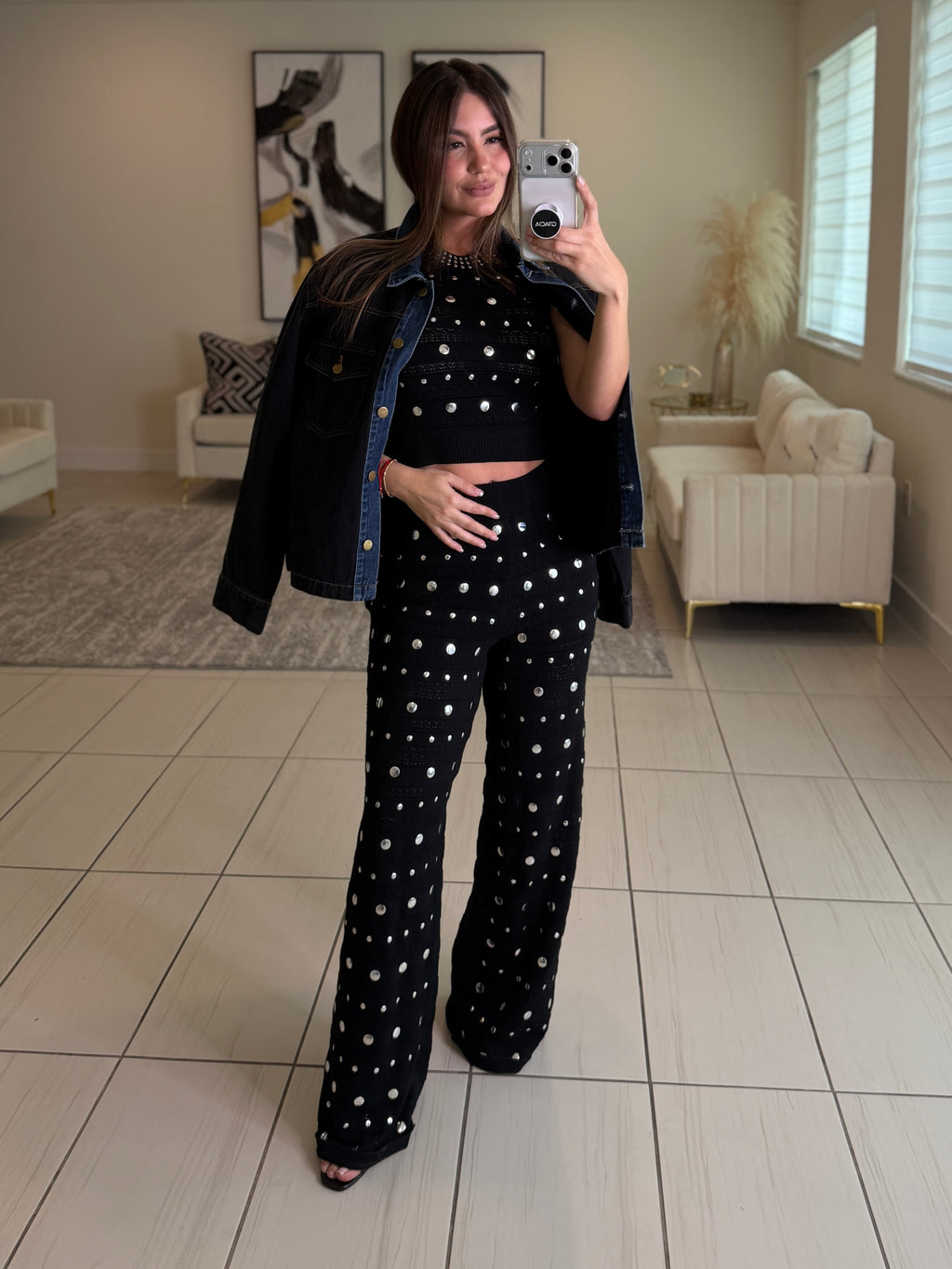 Iconic Contrast Black and Blue Denim Jacket