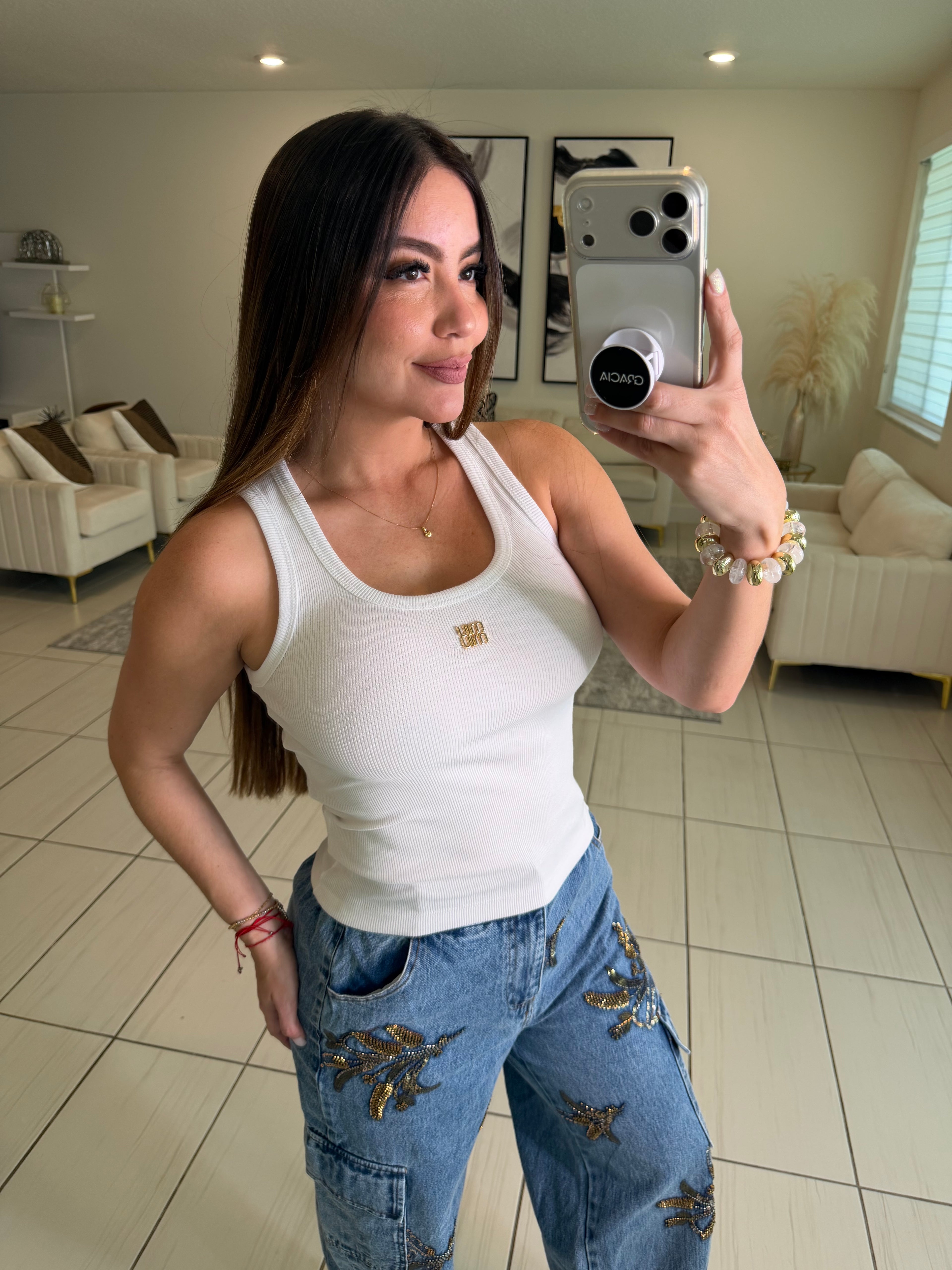 Iconic Mix White Tank Top