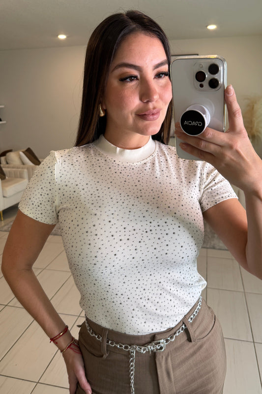 Rosette Romance Shine White Top