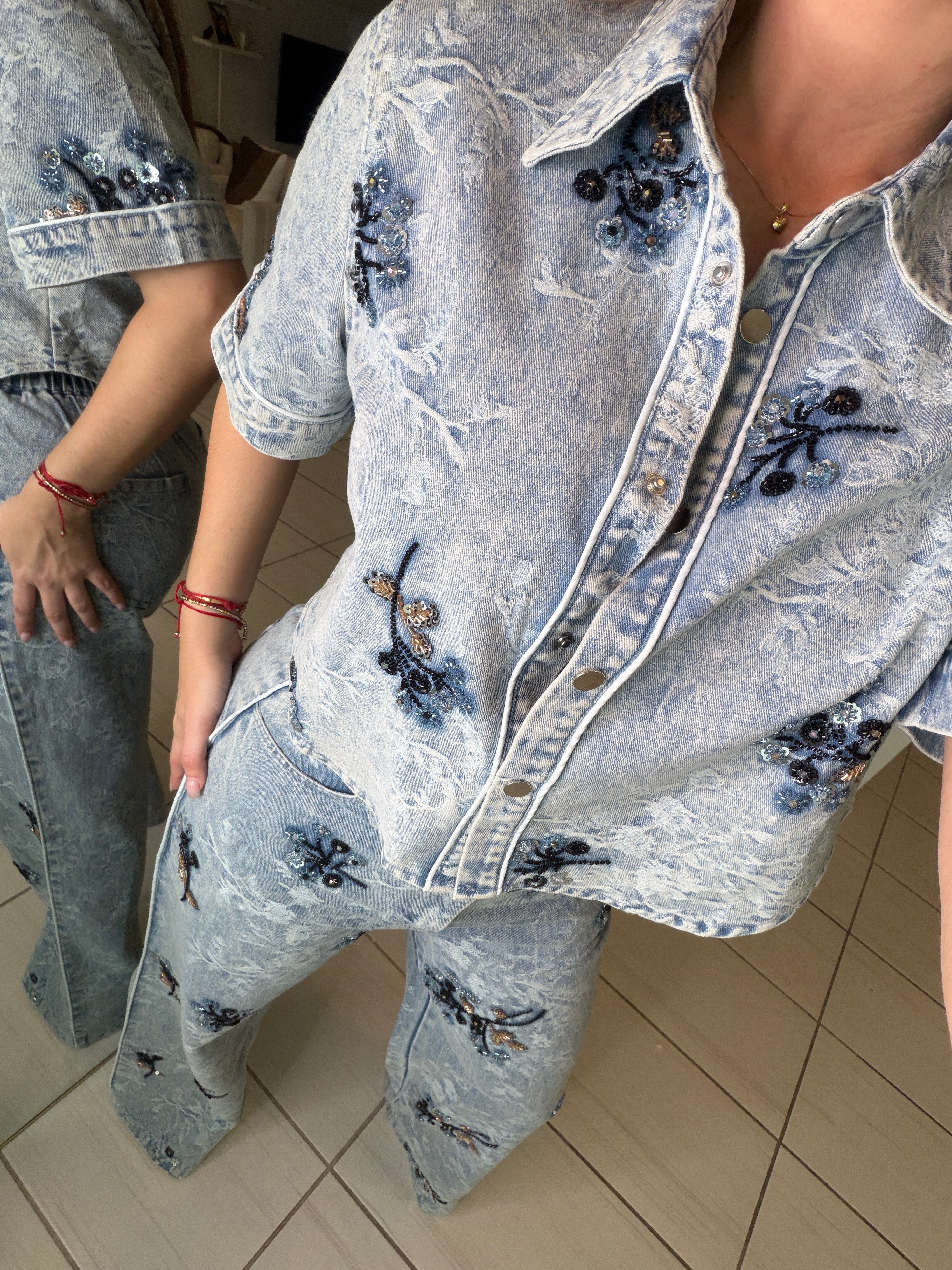 Perfect Details Denim Pant Set