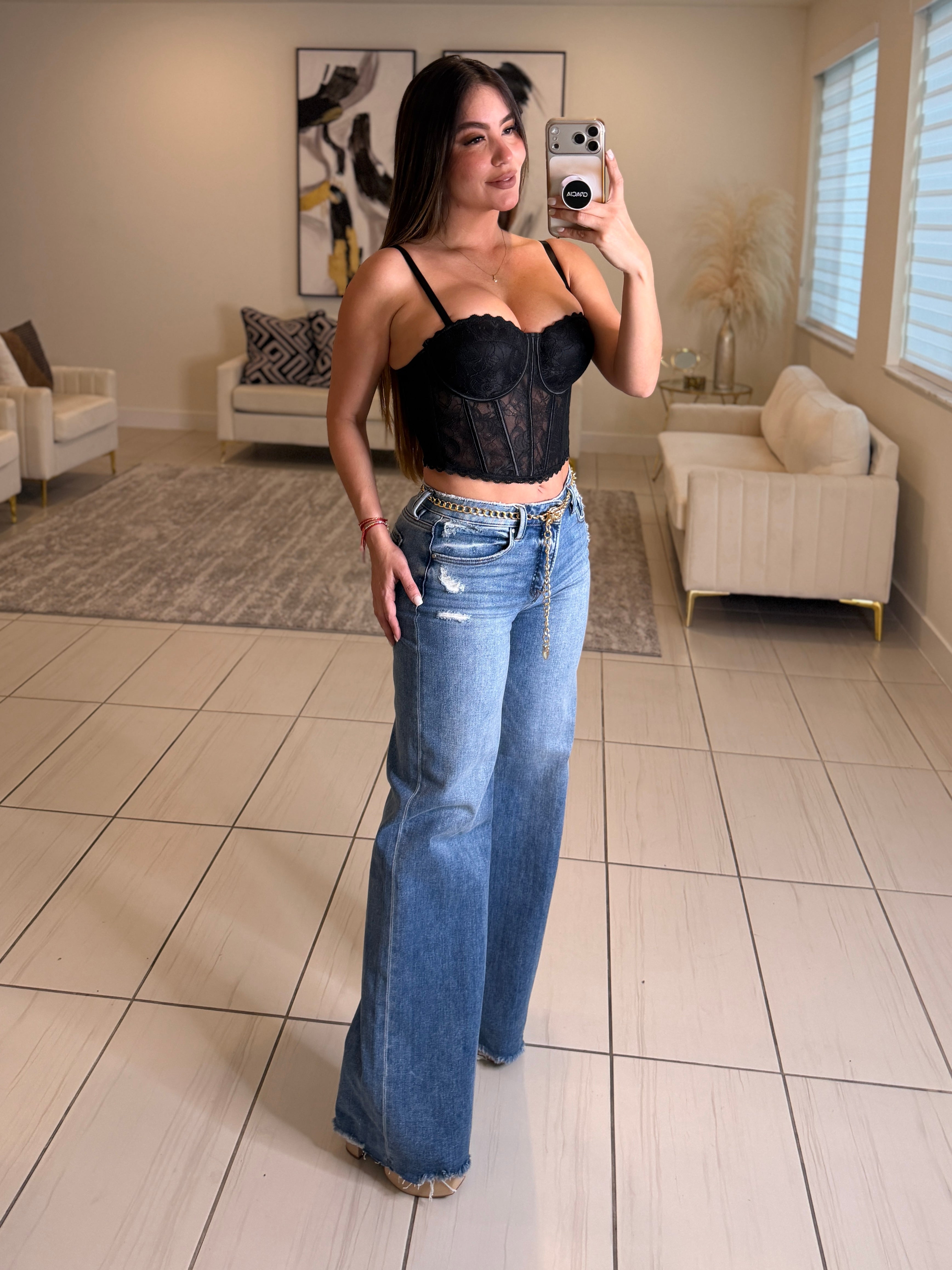 Luxe Serenity Black Corset Top