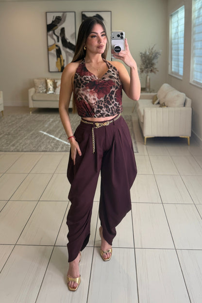 Mystic Rose Mesh Brown Top