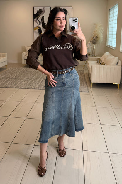 Oasis Whisper Denim Midi Skirt