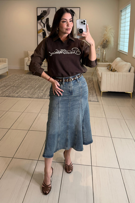 Oasis Whisper Denim Midi Skirt