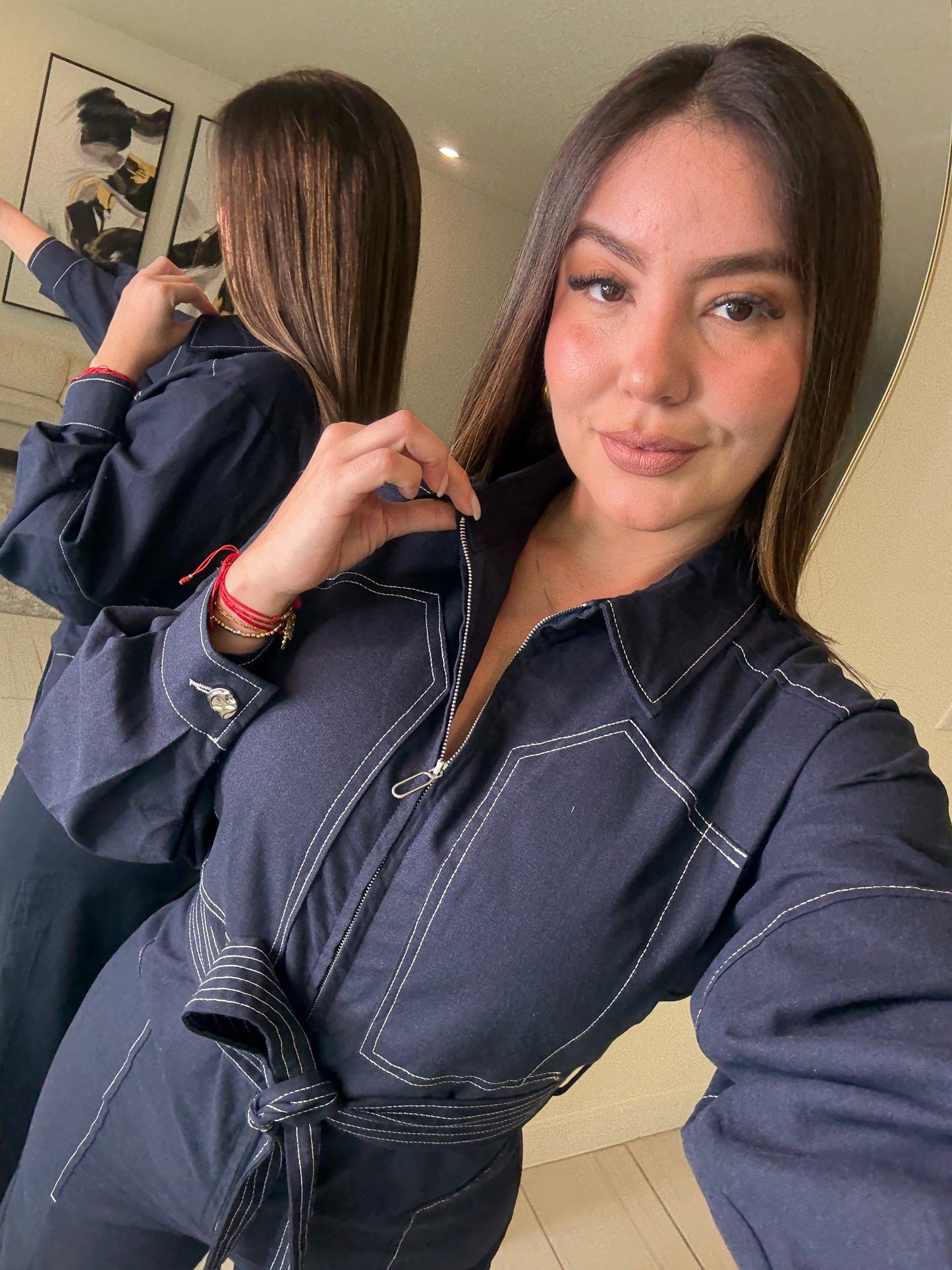 Opulence Linen Navy Blue Jumpsuit