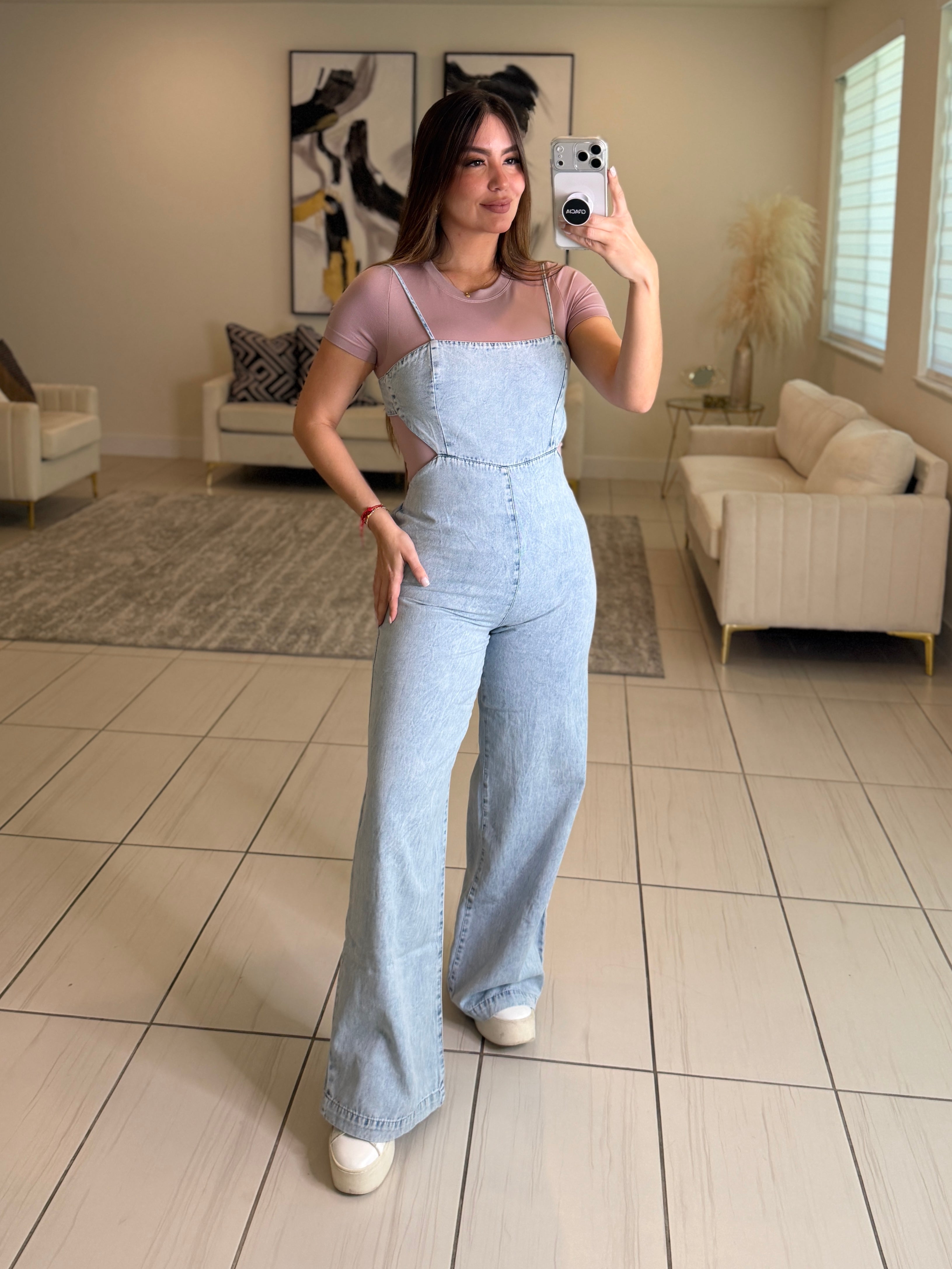 Divine Mirage Light Denim Jumpsuit