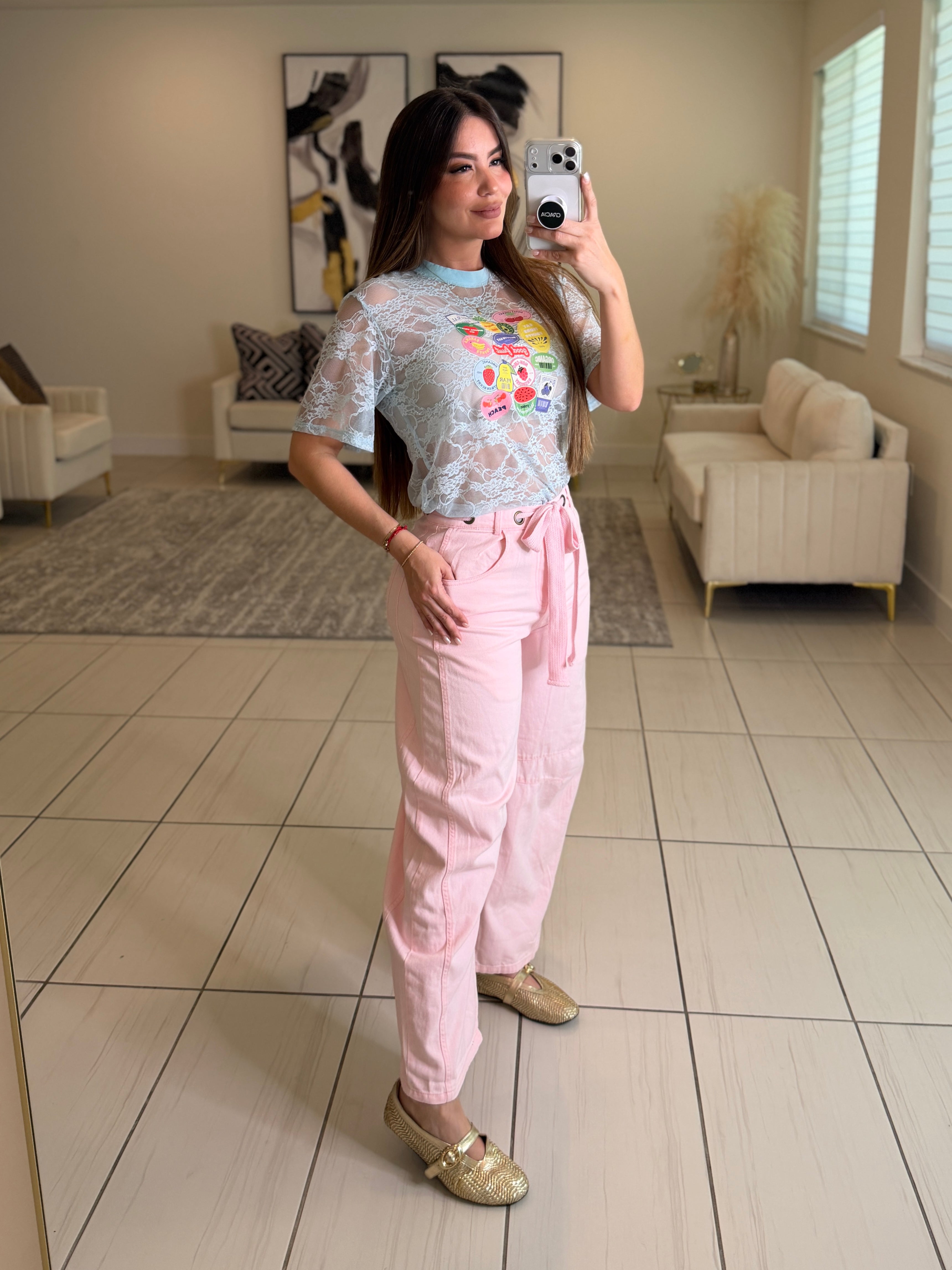 Graceful Muse Pink Barrel Pants