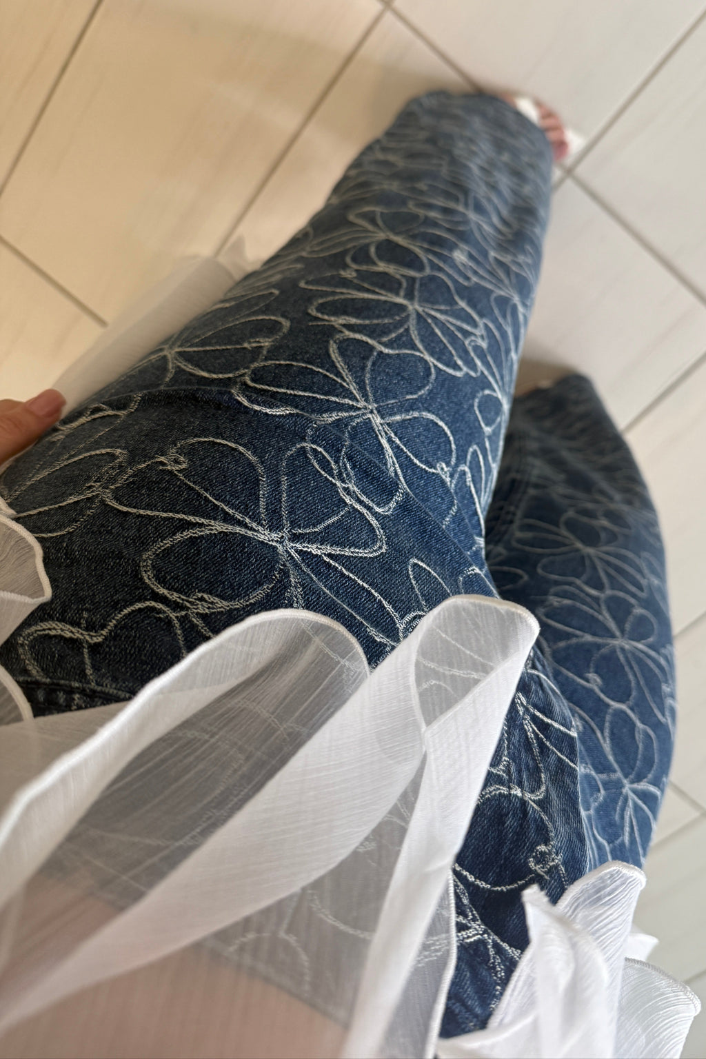 Floral Directive Denim Pants