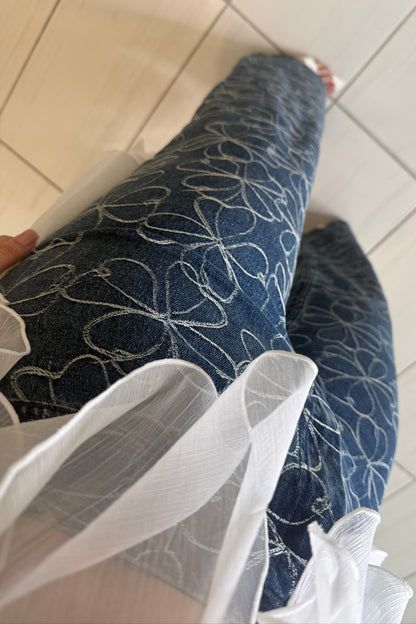 Floral Directive Denim Pants