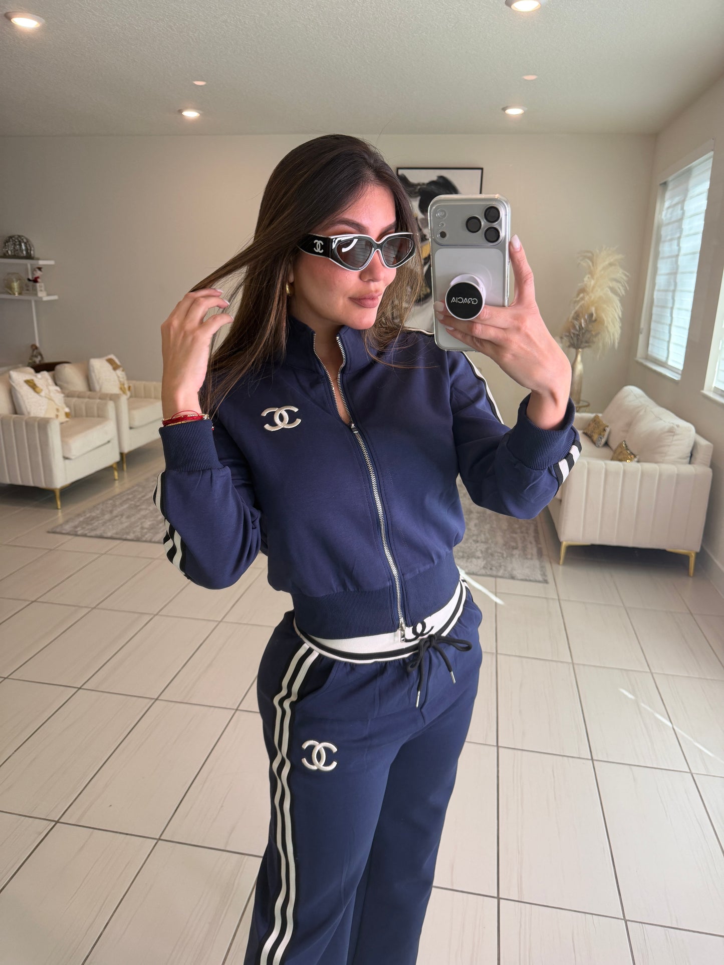 Iconic Structure Navy Blue Pant Set